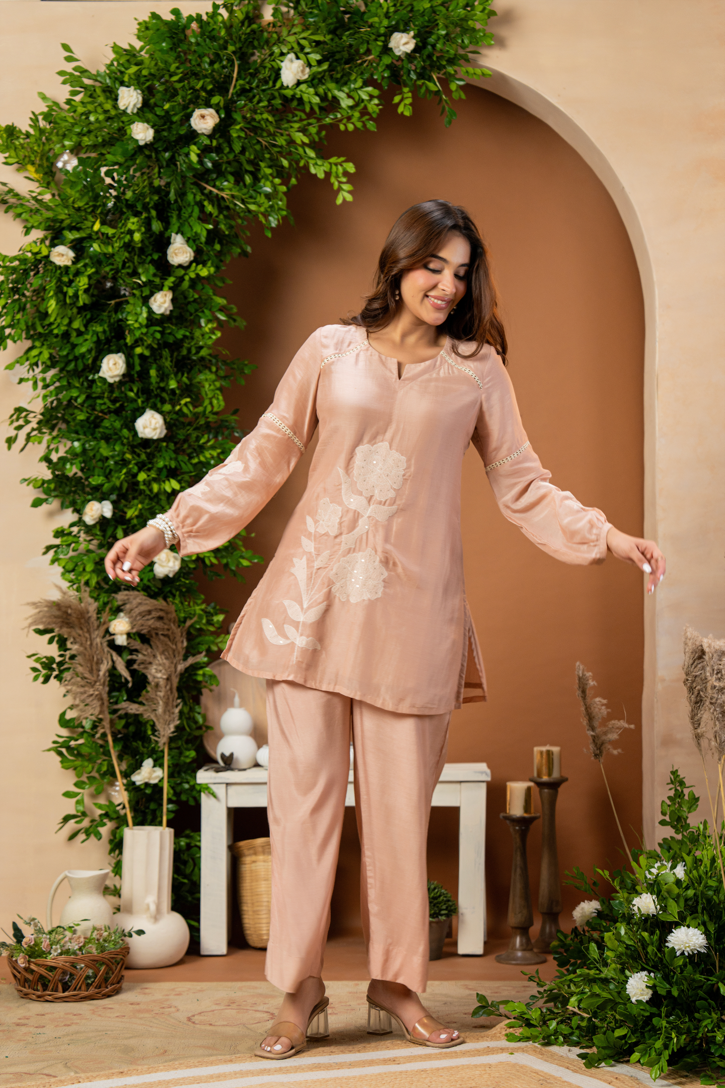 Blush Mulberry Silk Embroideried Co-Ord Set