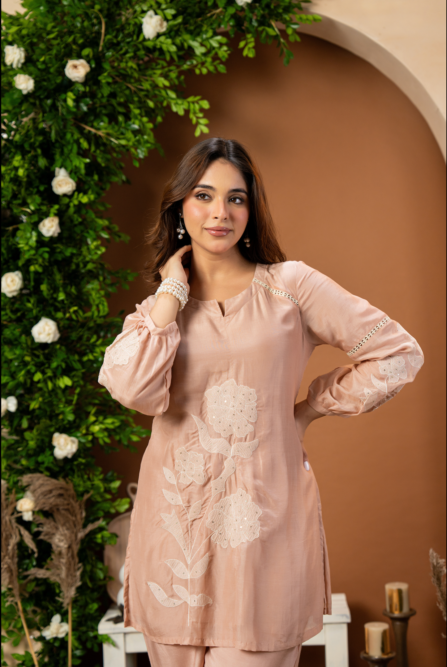 Blush Mulberry Silk Embroideried Co-Ord Set