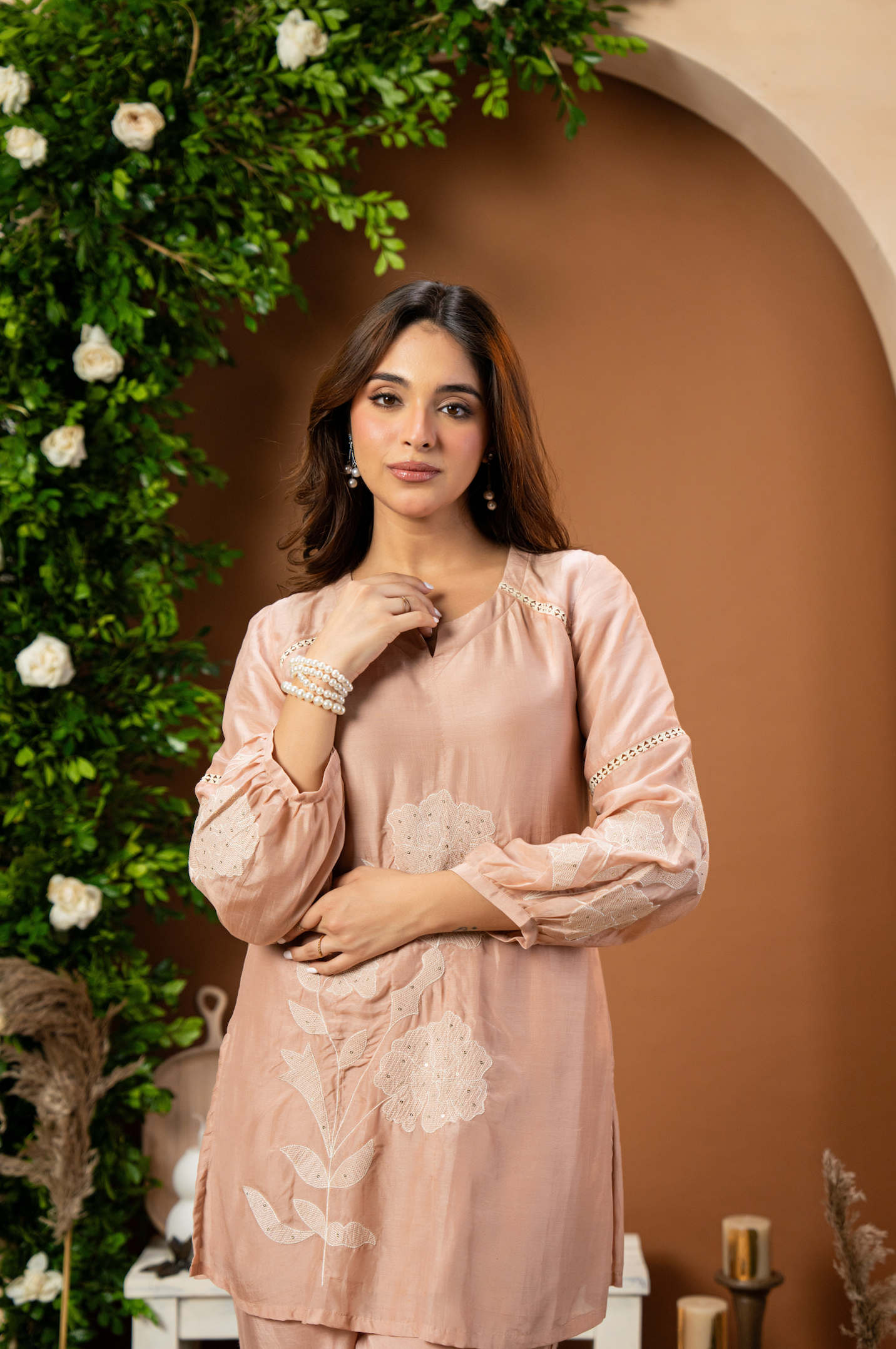 Blush Mulberry Silk Embroideried Co-Ord Set