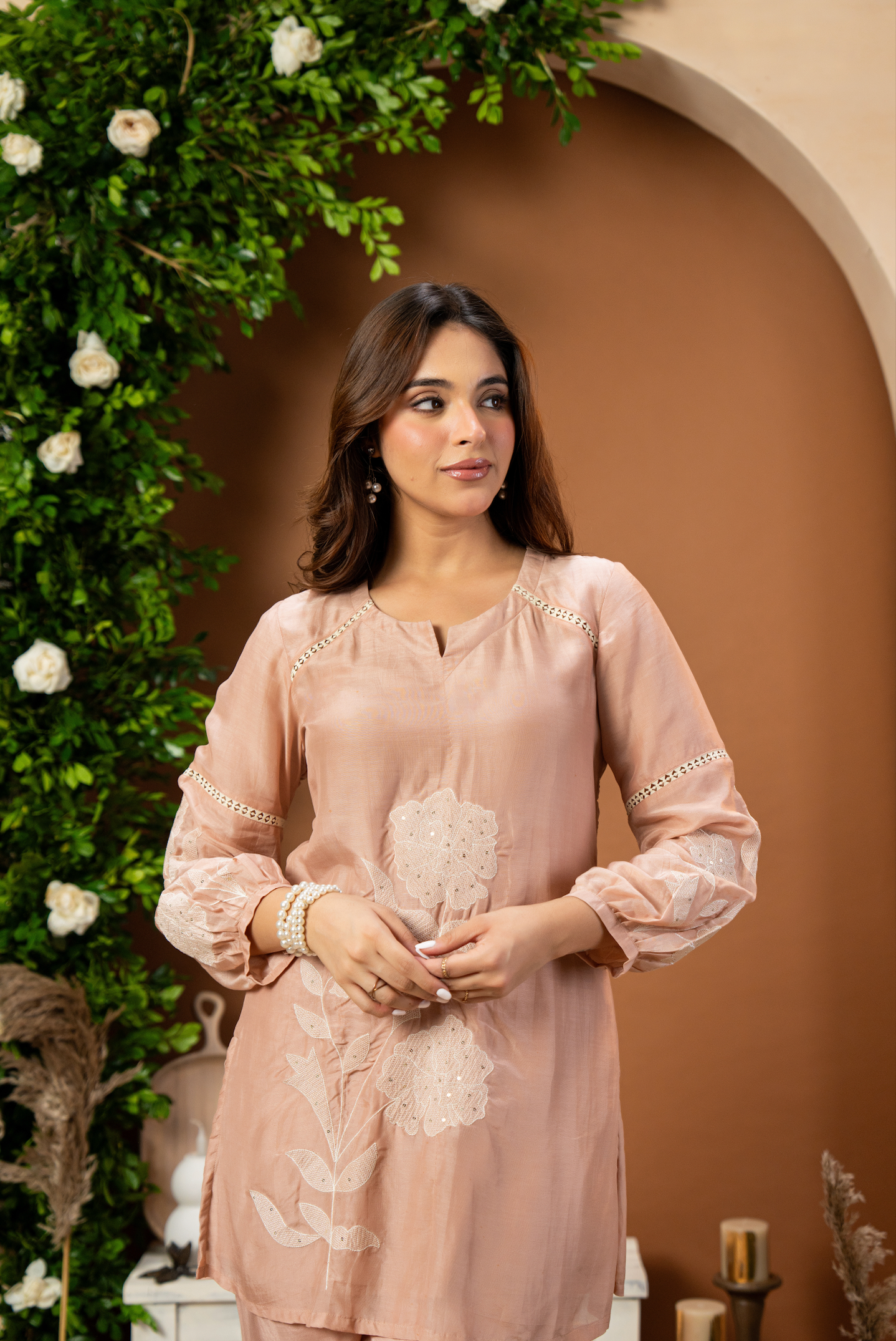 Blush Mulberry Silk Embroideried Co-Ord Set