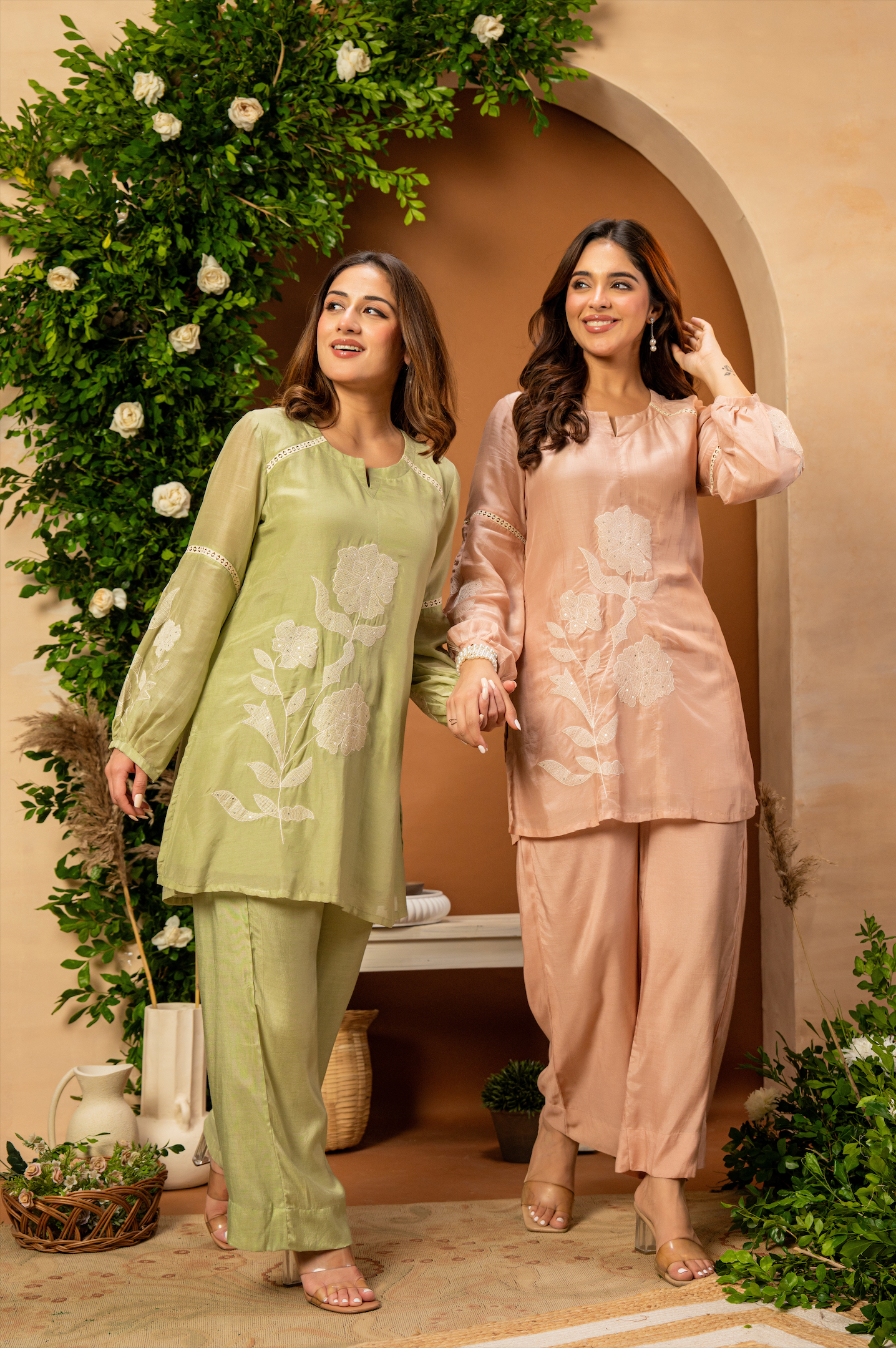 Blush Mulberry Silk Embroideried Co-Ord Set