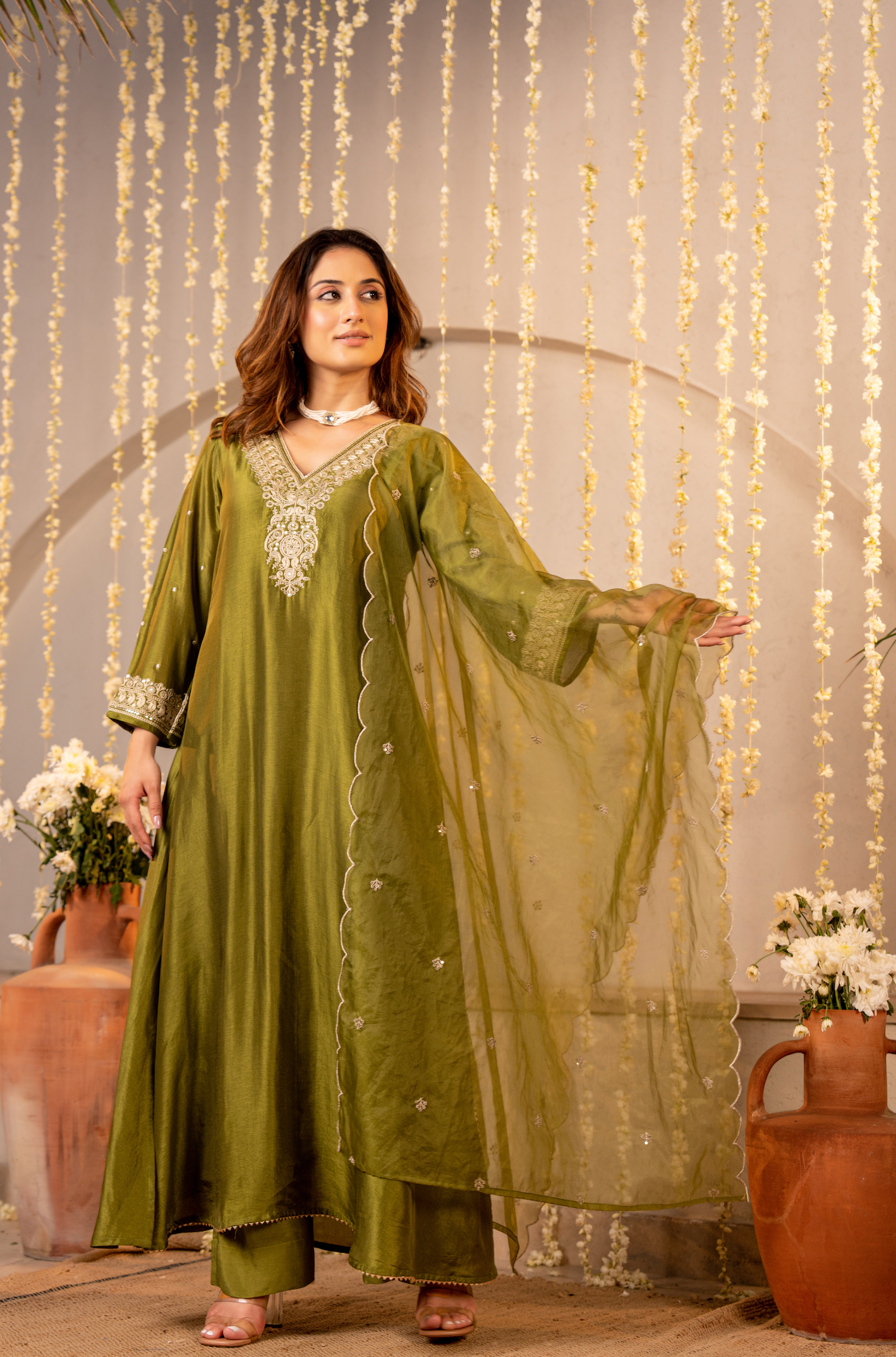 Emralld Festive Russian Silk Suit Set
