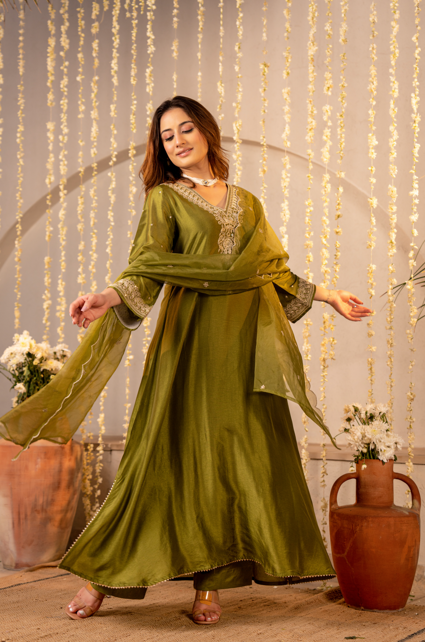 Emralld Festive Russian Silk Suit Set