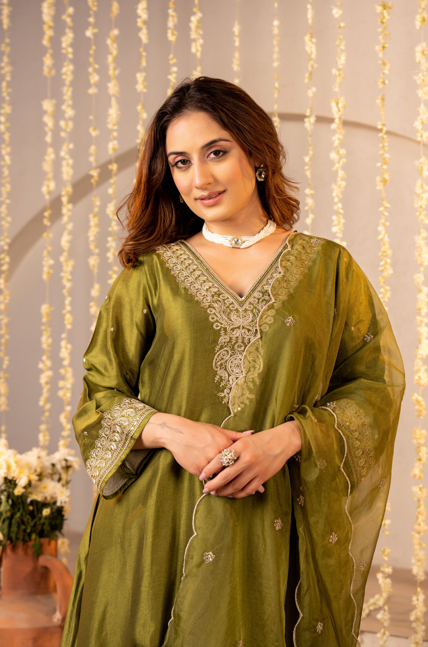 Emralld Festive Russian Silk Suit Set