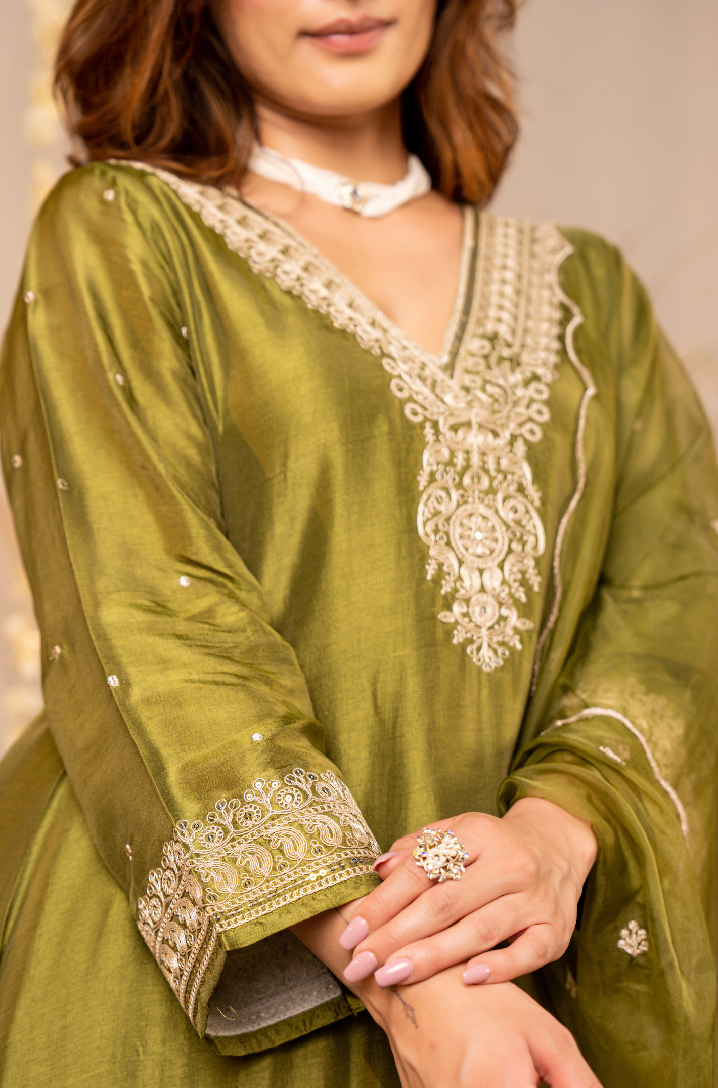Emralld Festive Russian Silk Suit Set