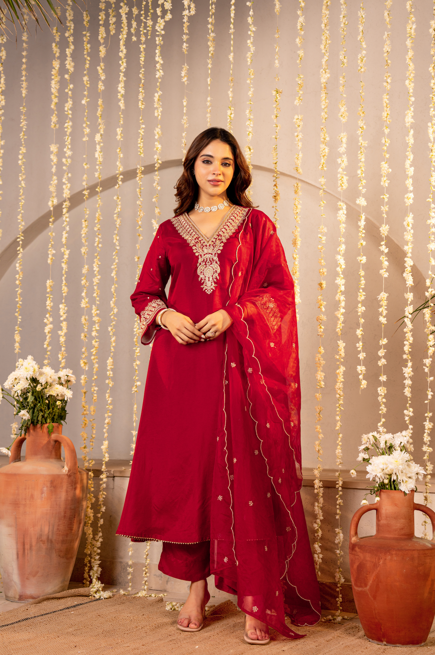 Rose Russian Silk Suit Set