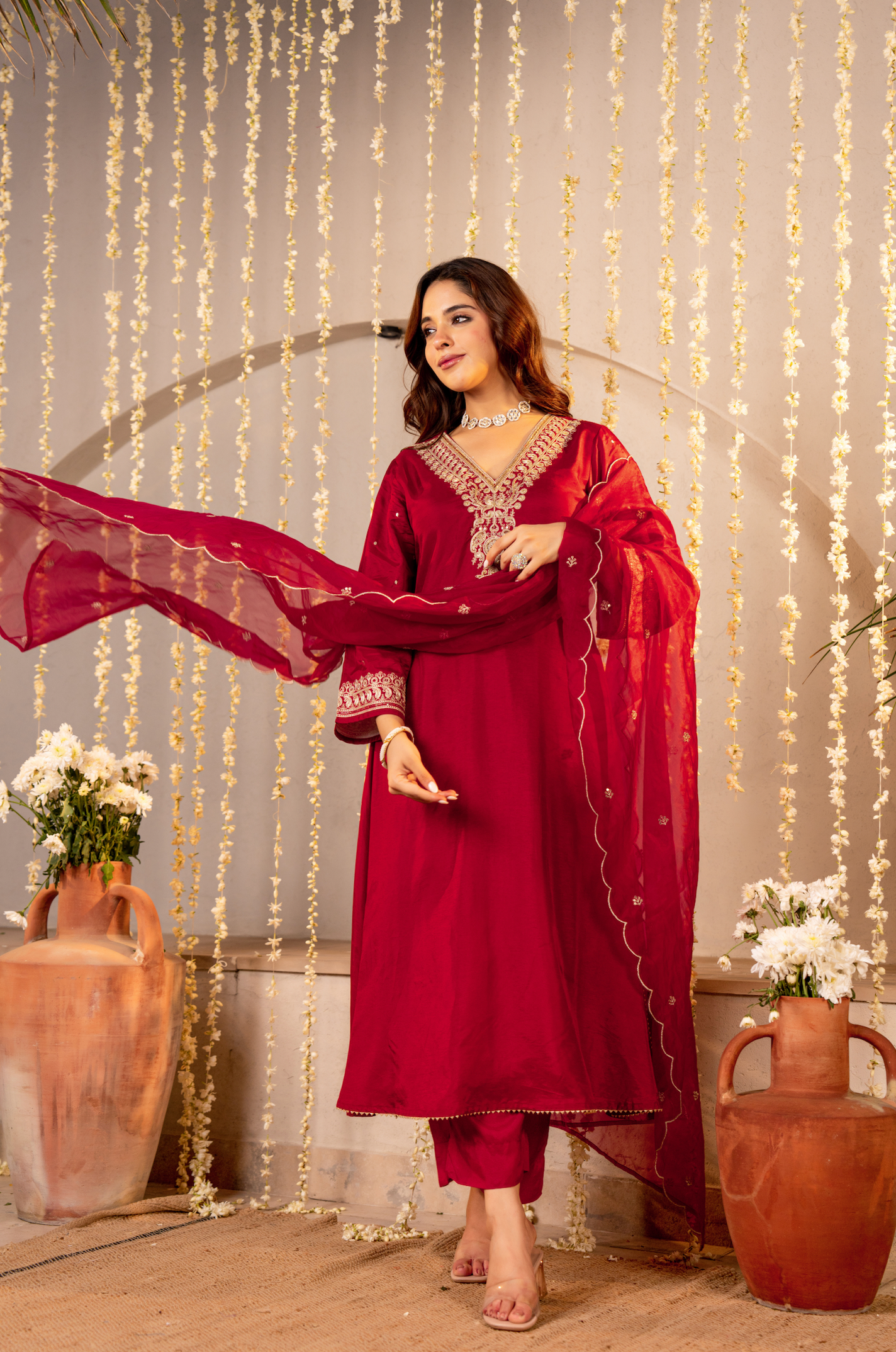 Rose Russian Silk Suit Set