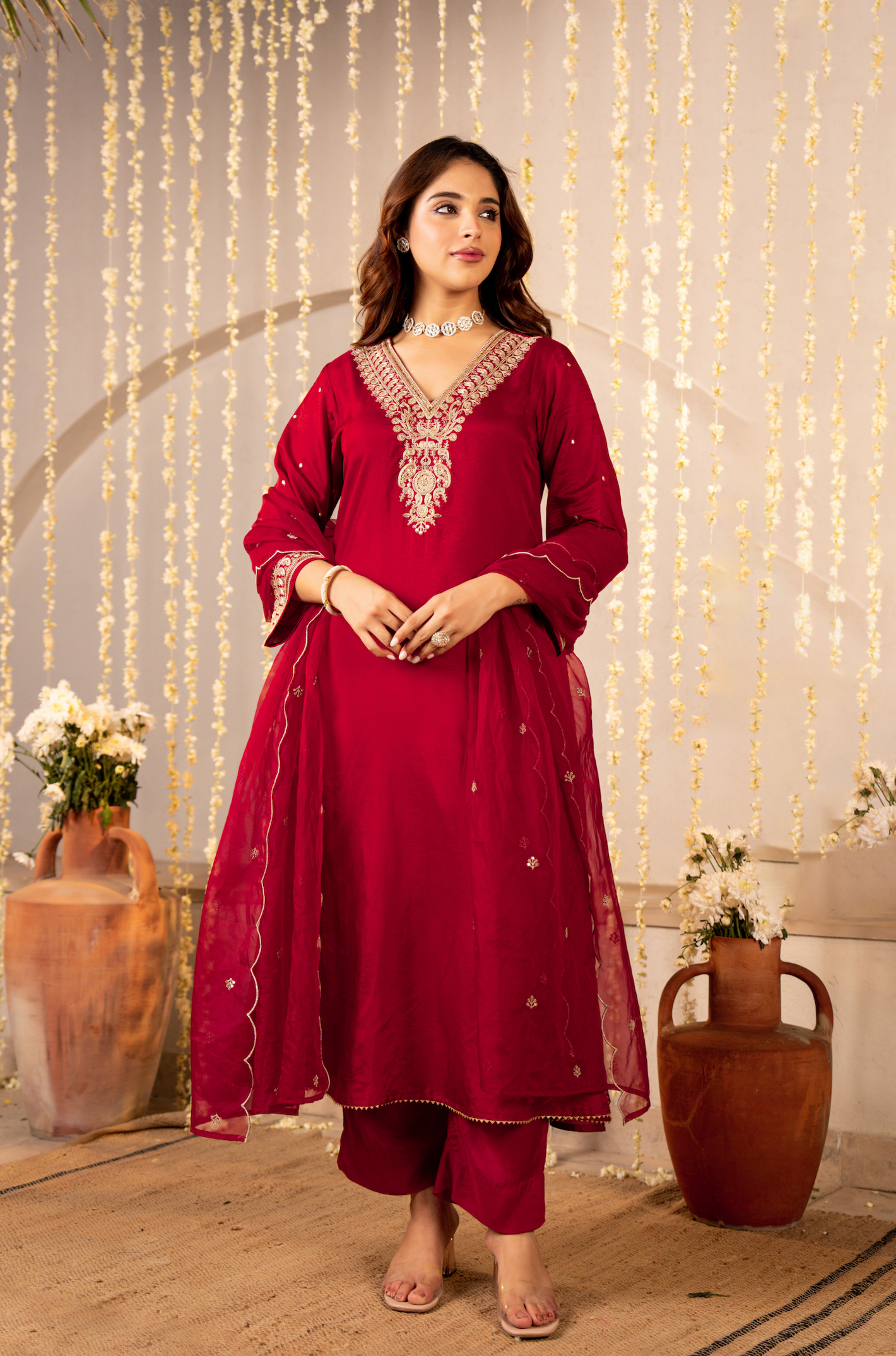 Rose Russian Silk Suit Set