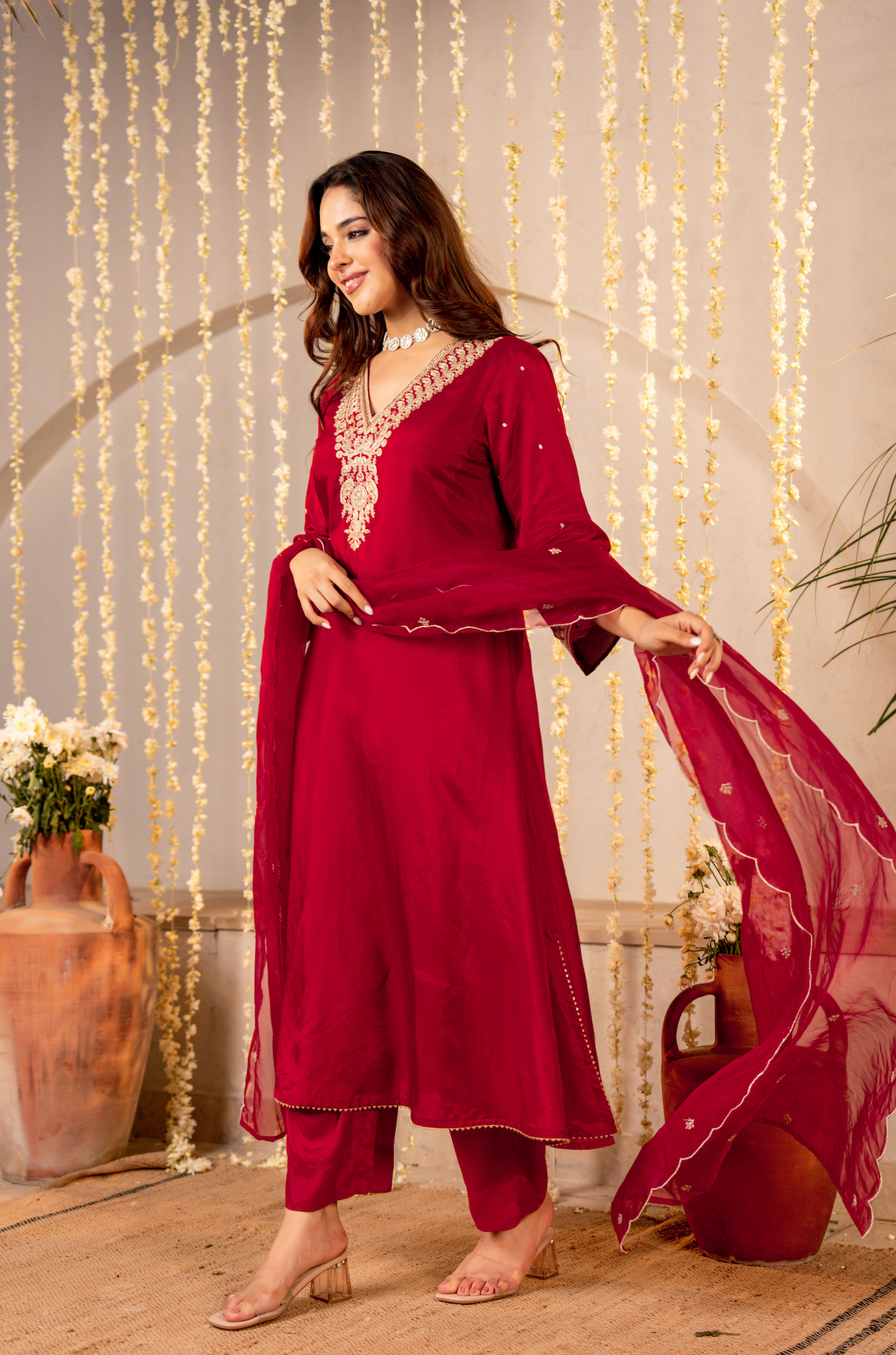 Rose Russian Silk Suit Set