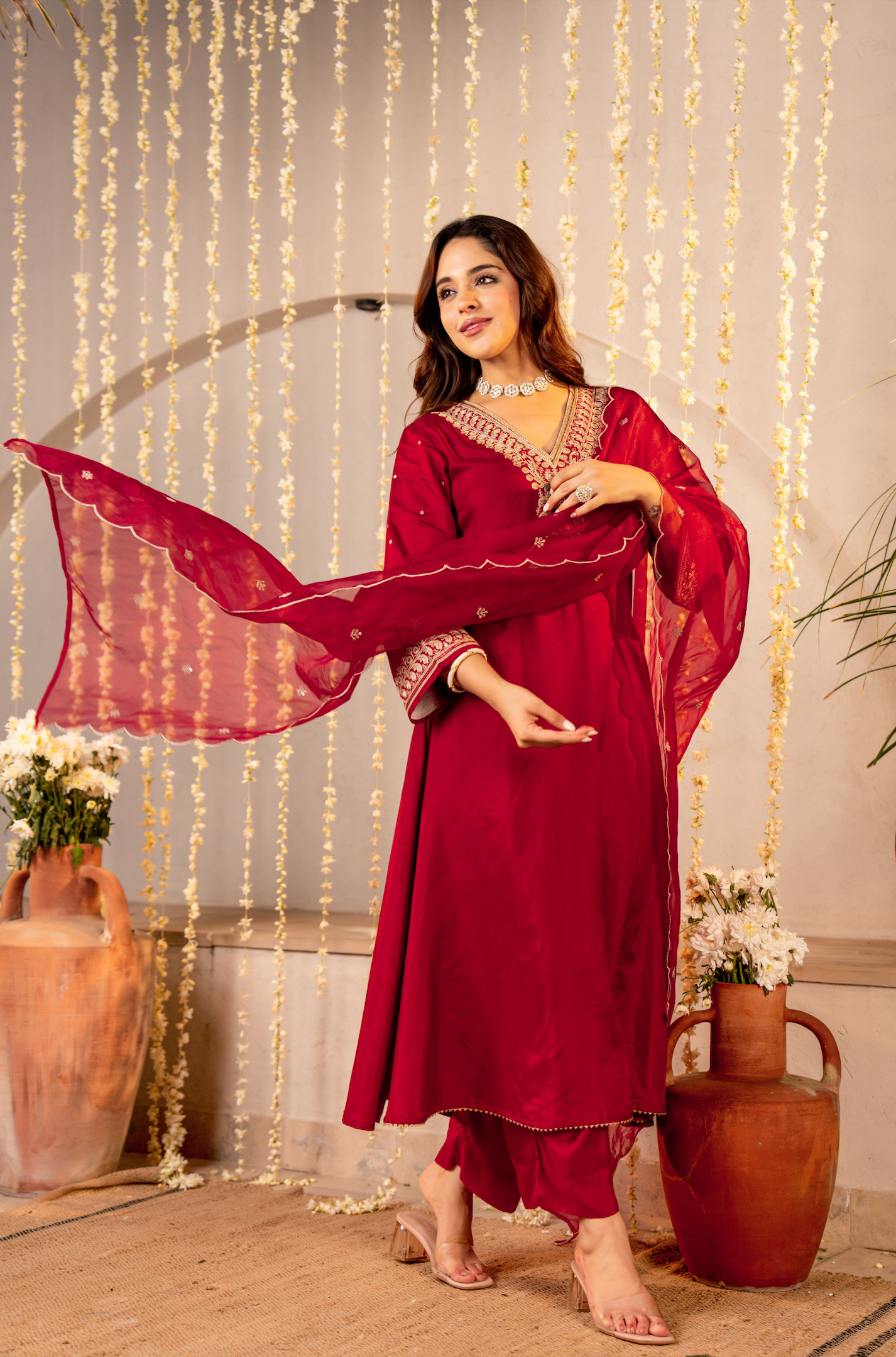 Rose Russian Silk Suit Set