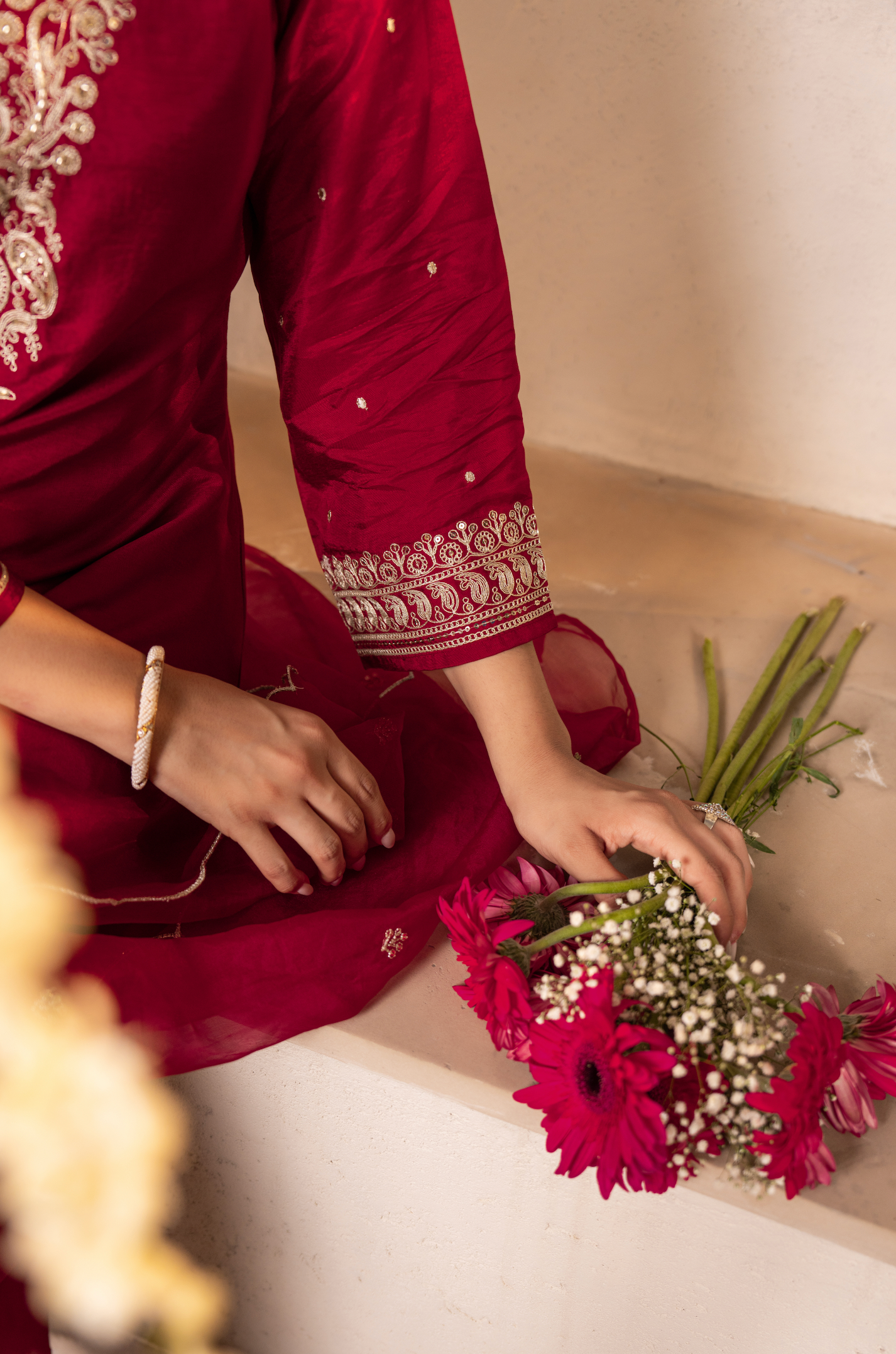 Rose Russian Silk Suit Set