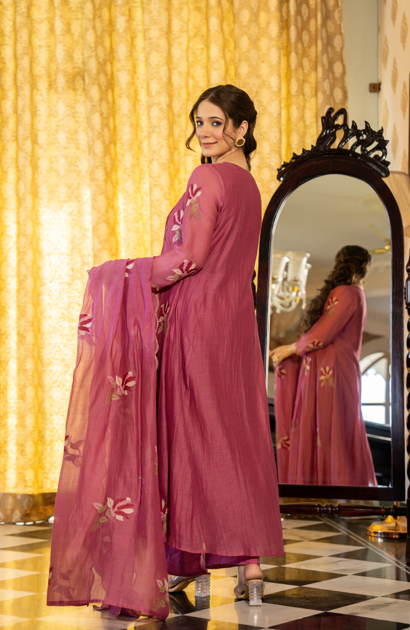 Mulberry Rose Mul Chanderi Suit Set