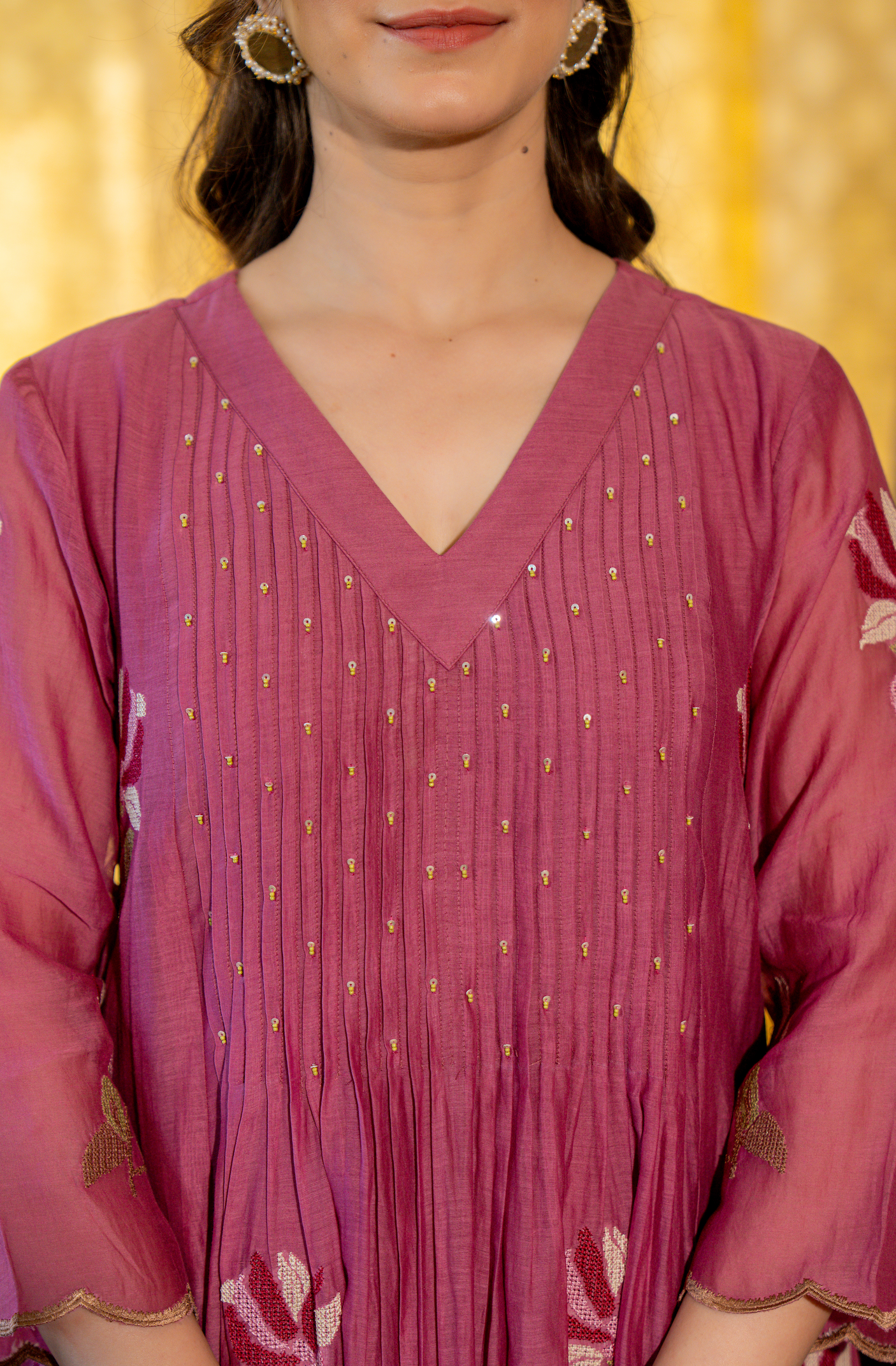 Mulberry Rose Mul Chanderi Suit Set
