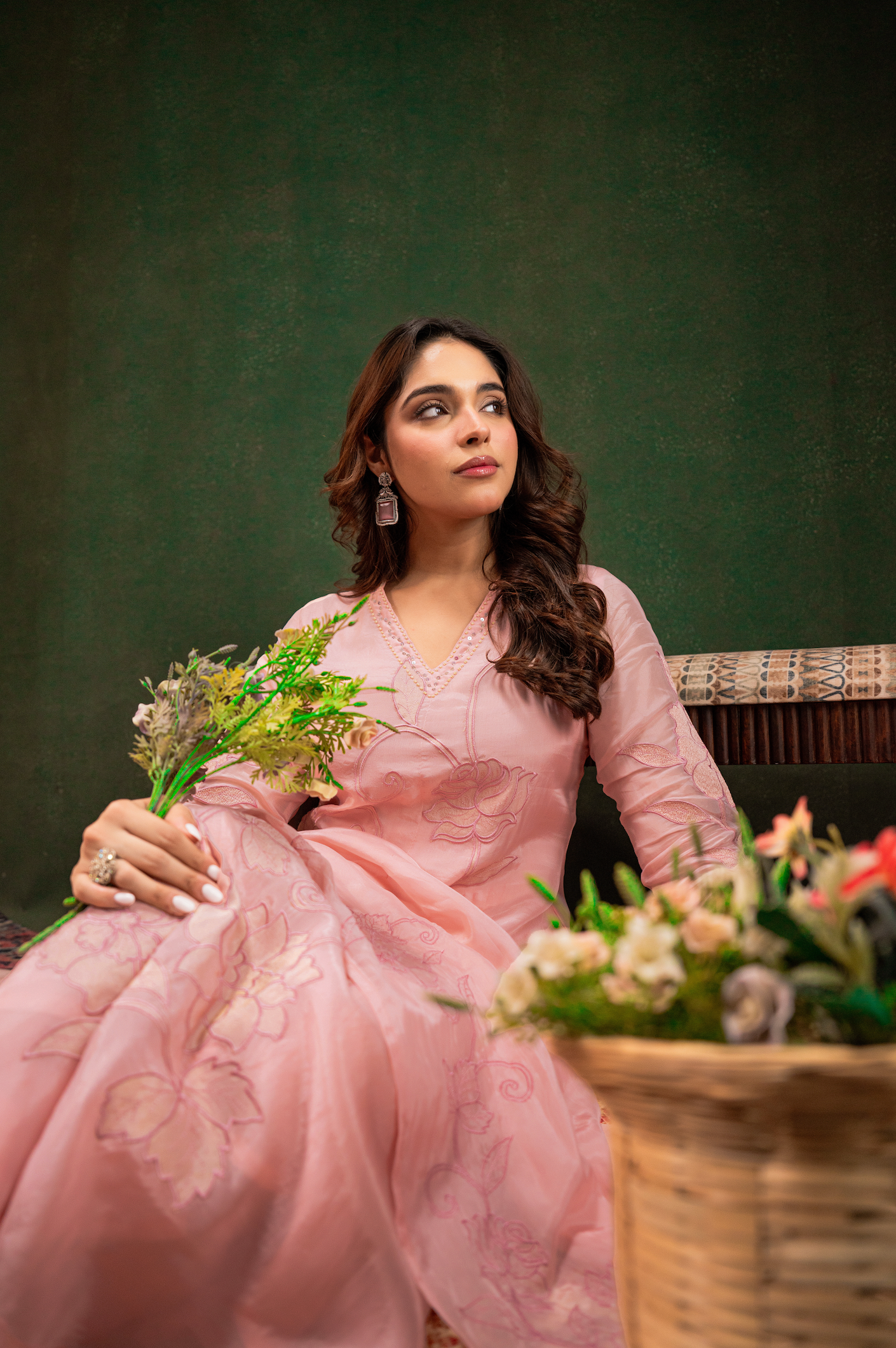 Blush Embroidered Silk Suit Set