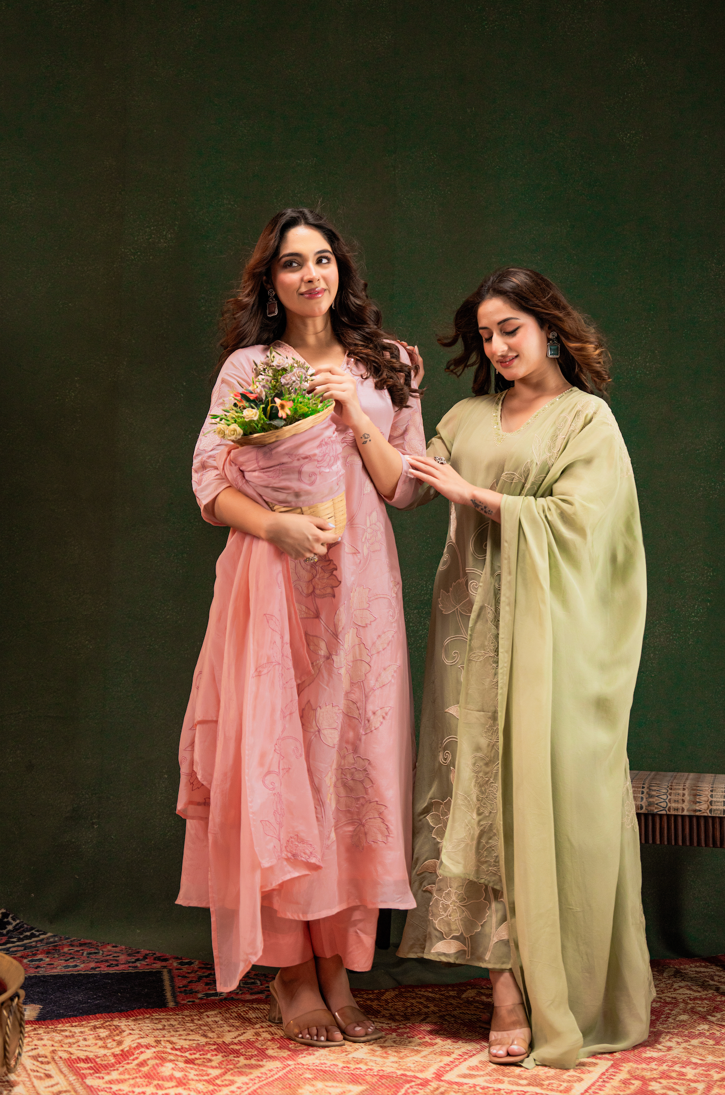 Blush Embroidered Silk Suit Set