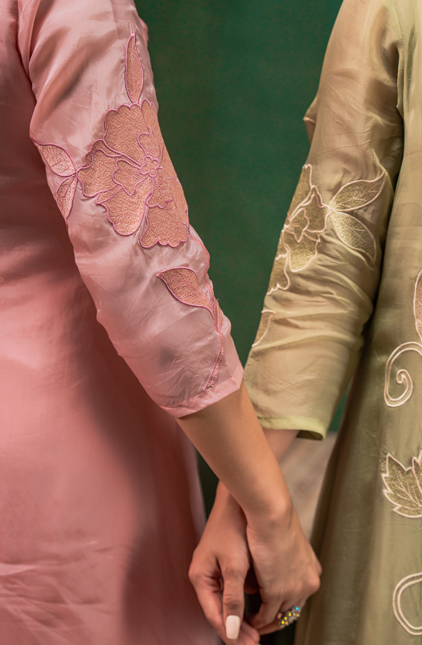 Pistachio Embroidered Silk Suit Set