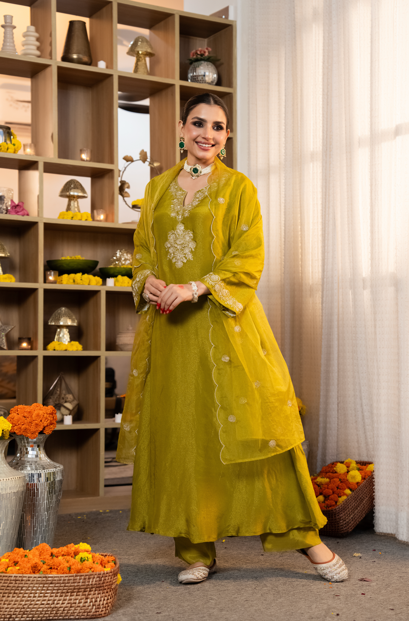Zari Shimmer Tissue Embroidered Suit Set