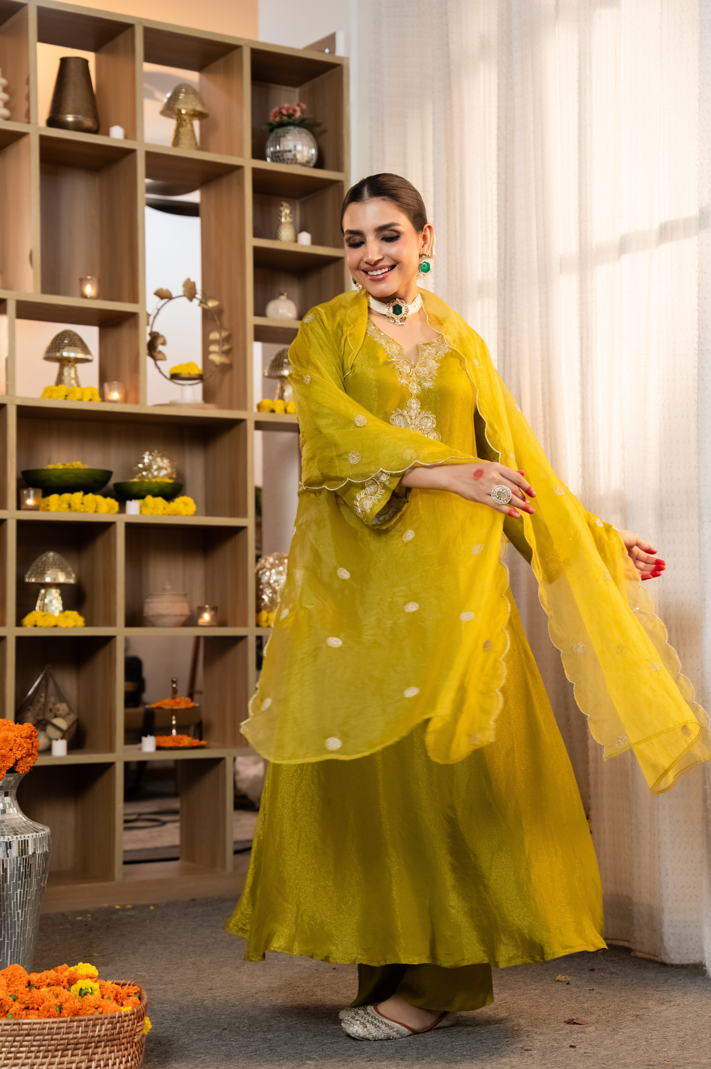 Zari Shimmer Tissue Embroidered Suit Set