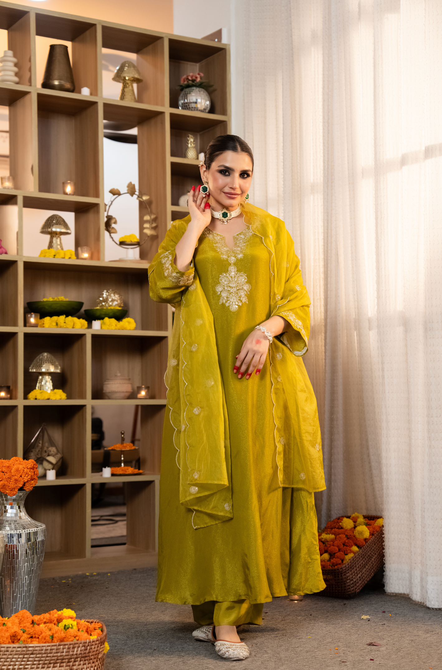 Zari Shimmer Tissue Embroidered Suit Set