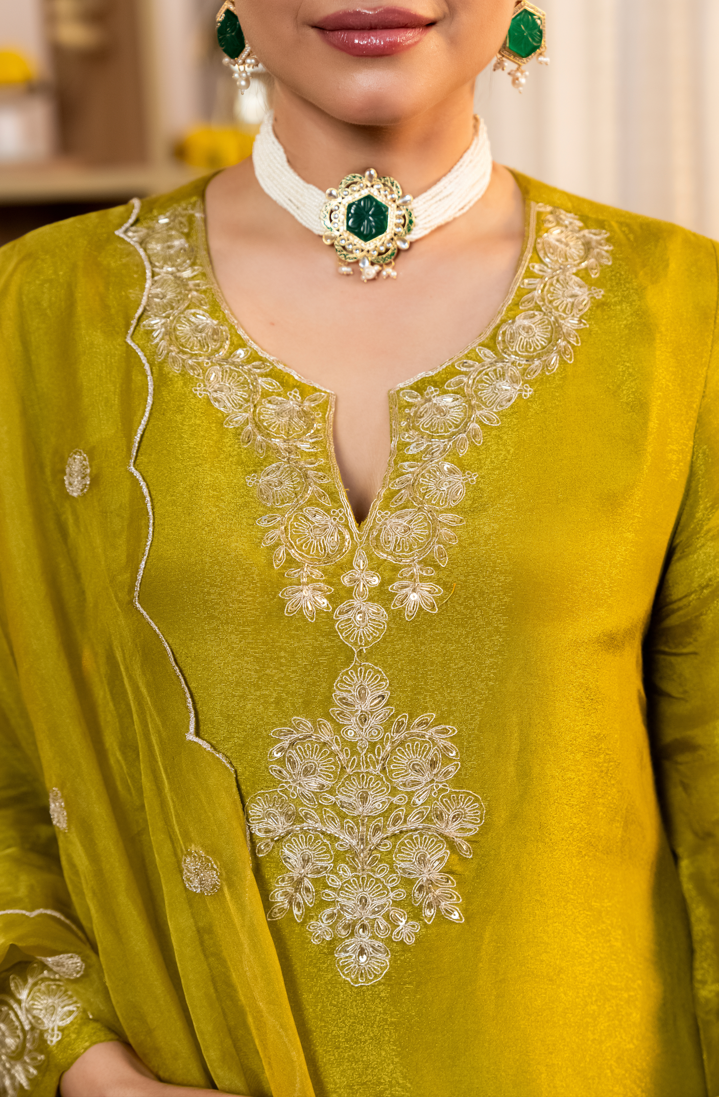 Zari Shimmer Tissue Embroidered Suit Set