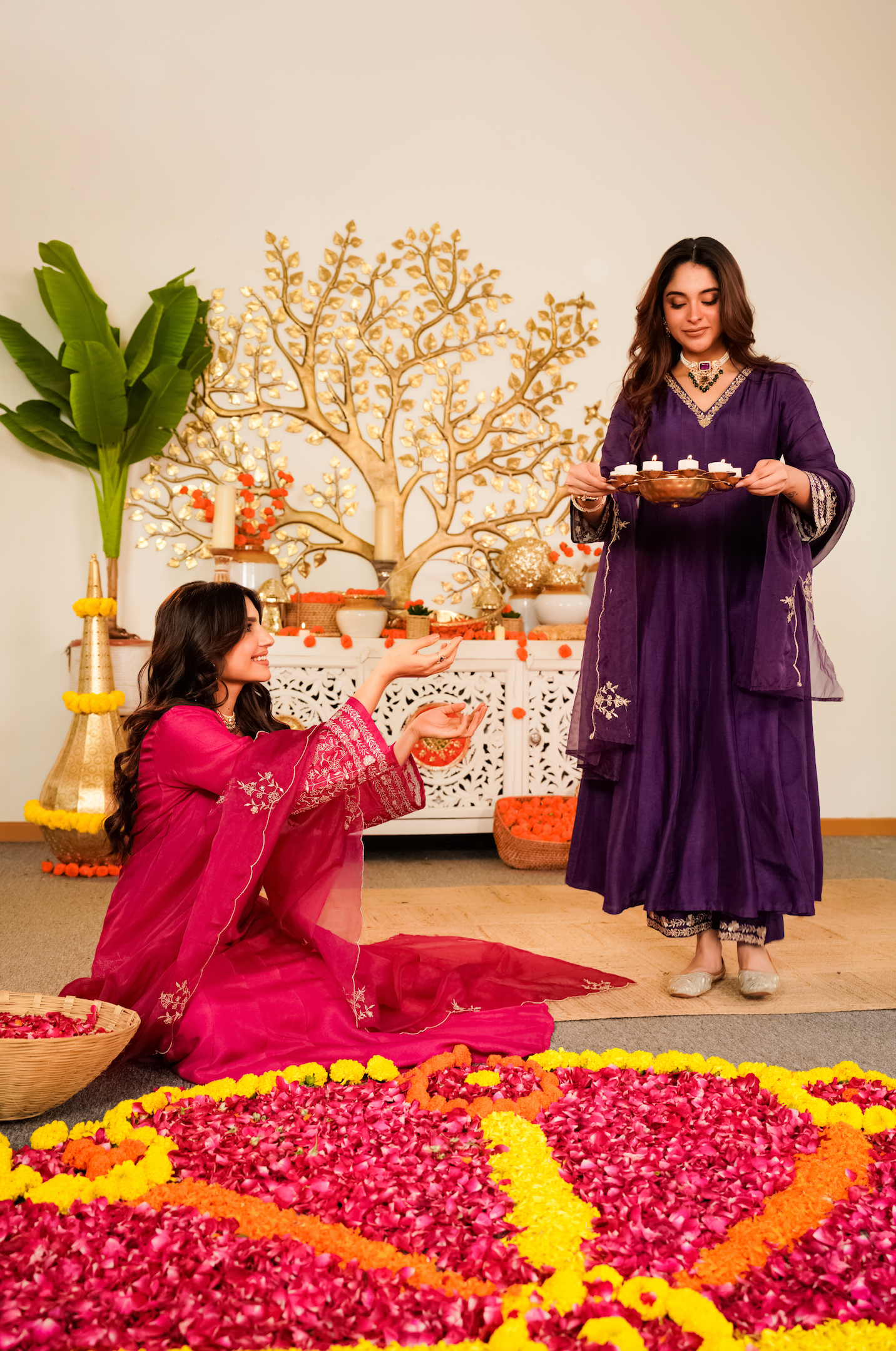 Amethyst Russian Silk Embroidered Suit Set
