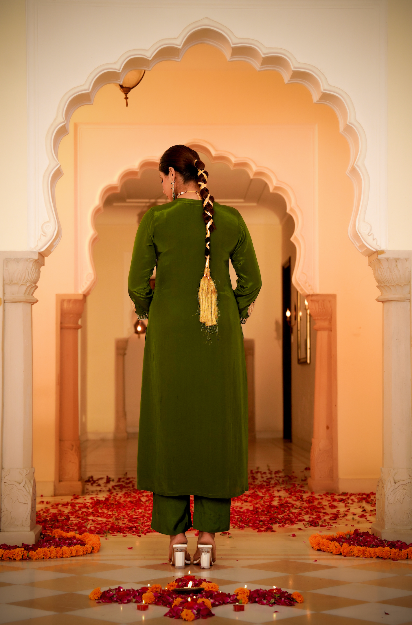 Emerald Festive Crepe Suit Set