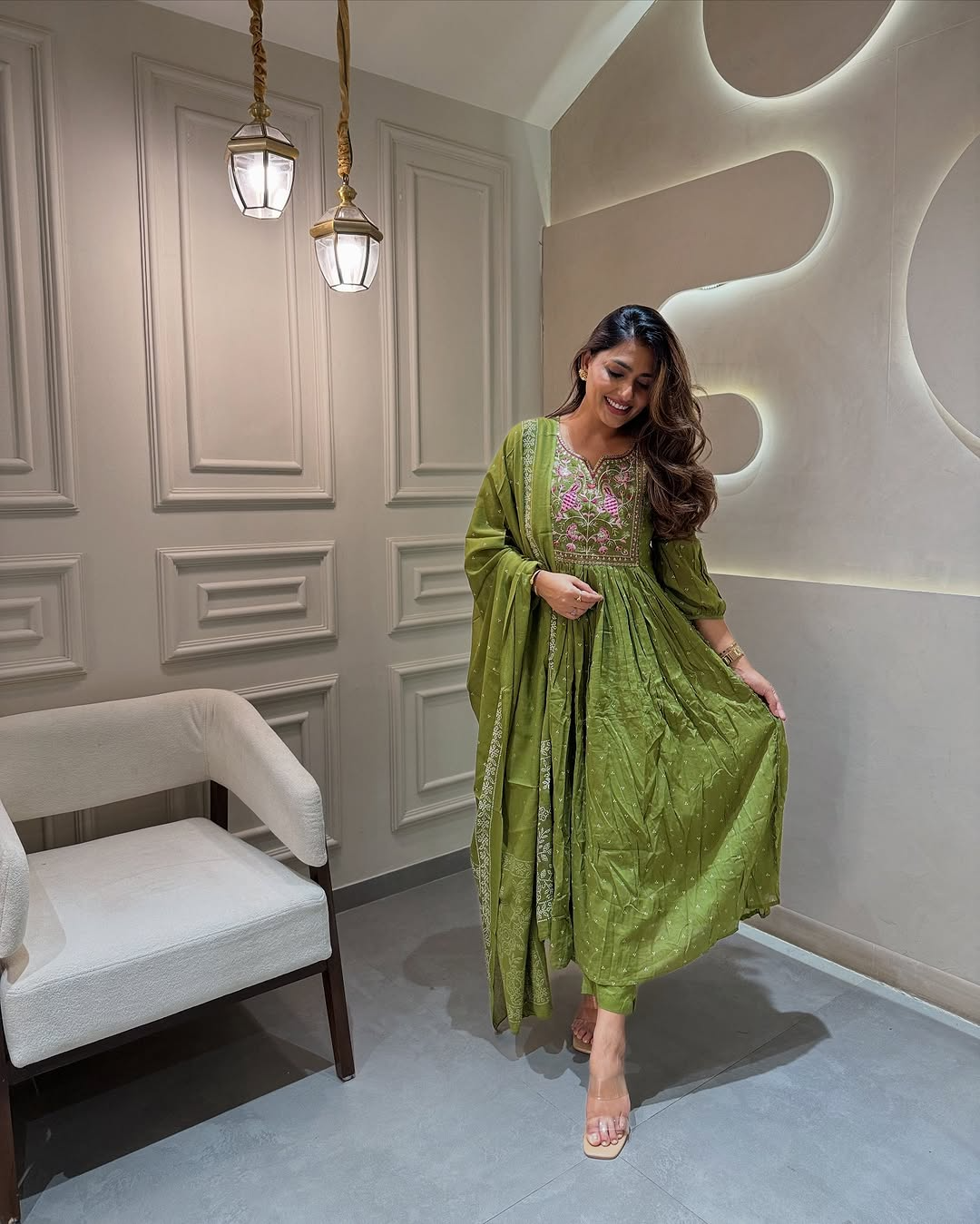 Cotton Embroidered Anarkali Suit