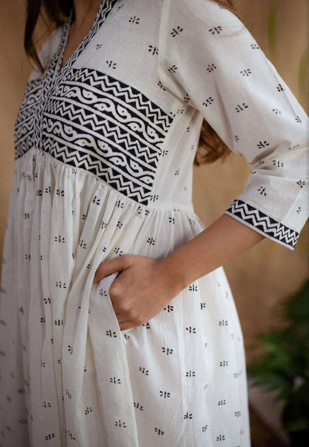 Black & White Block Printed Maxi Dress