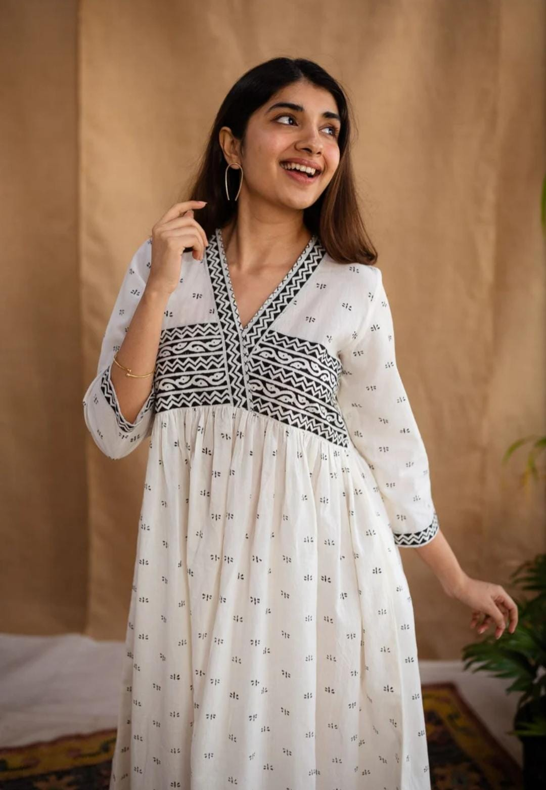Black & White Block Printed Maxi Dress