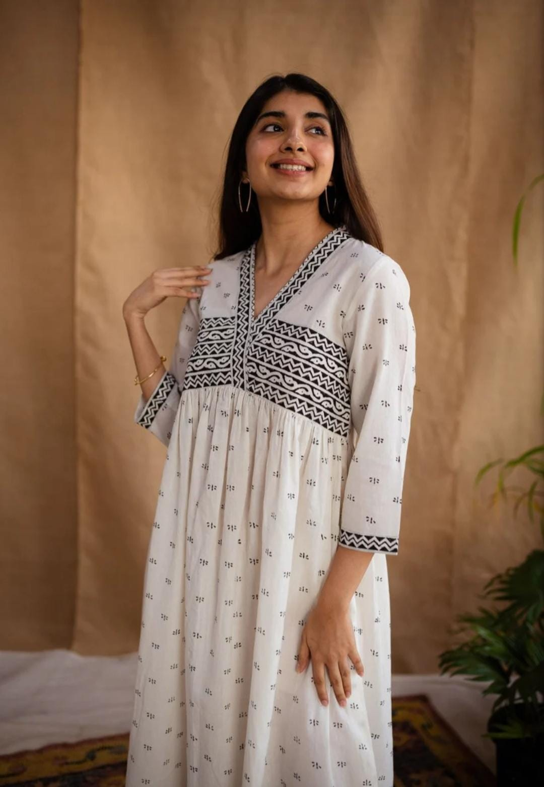 Black & White Block Printed Maxi Dress
