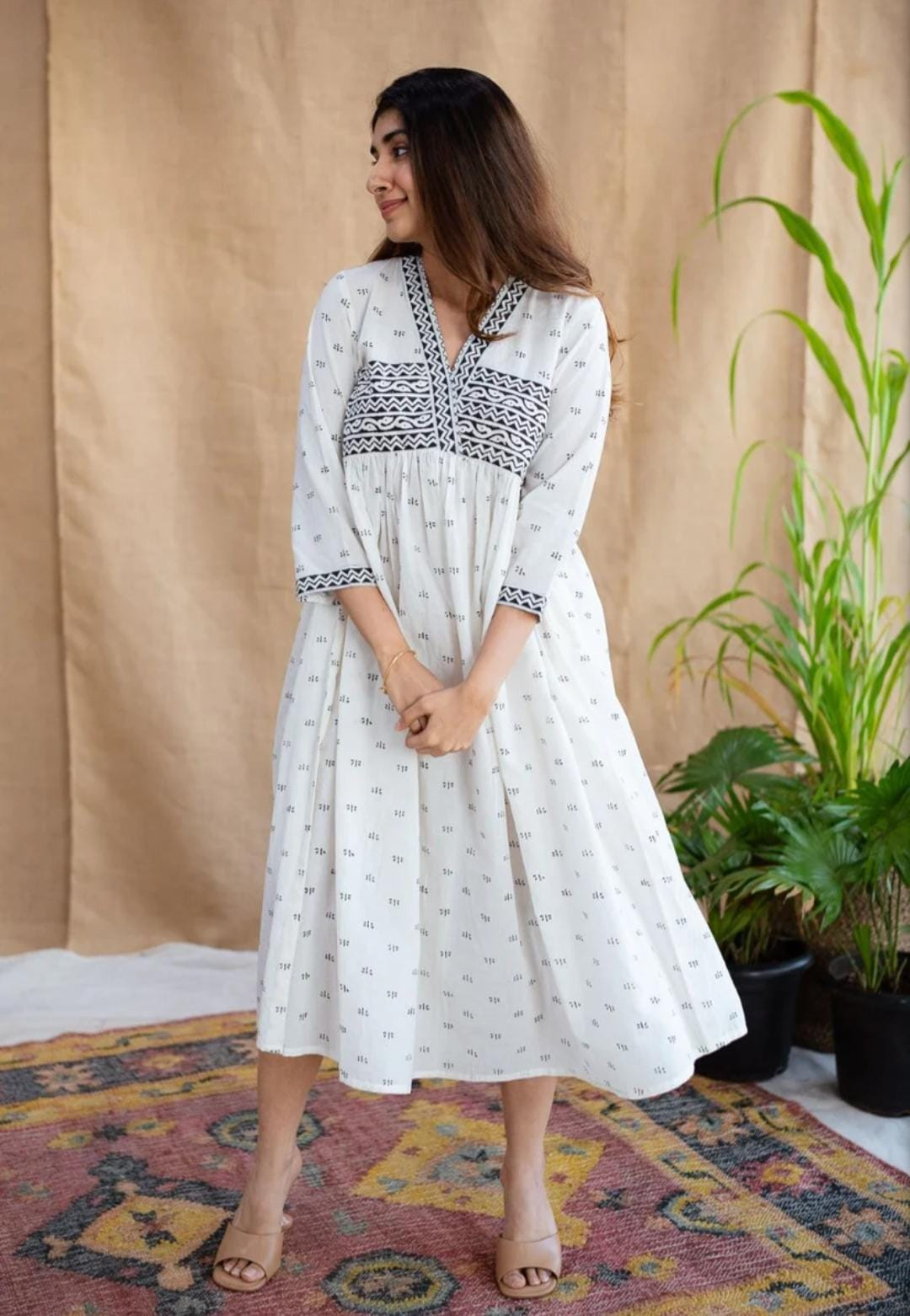 Black & White Block Printed Maxi Dress
