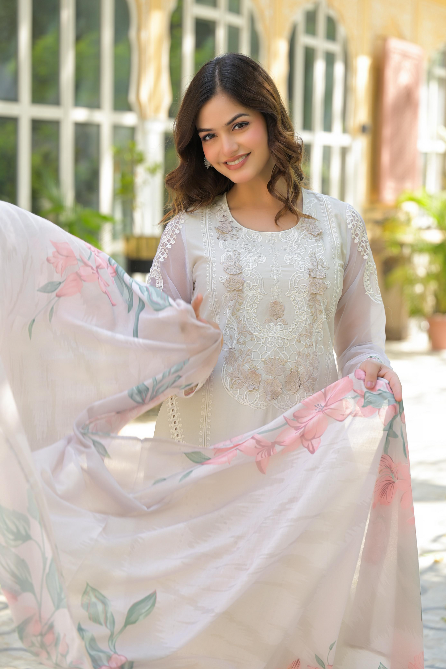 Pastel Yellow Cotton Embroidered Kurta Suit