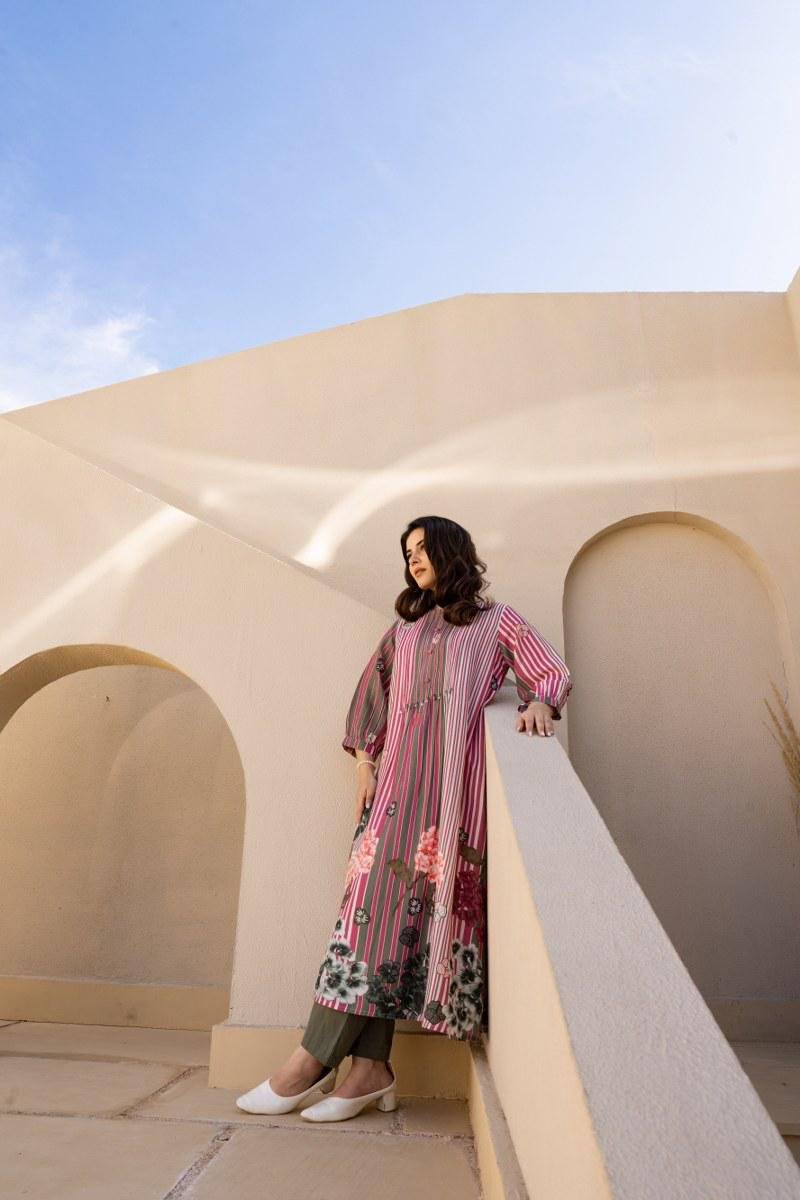 Multi Colored Cotton Printed Kurta Pant Set