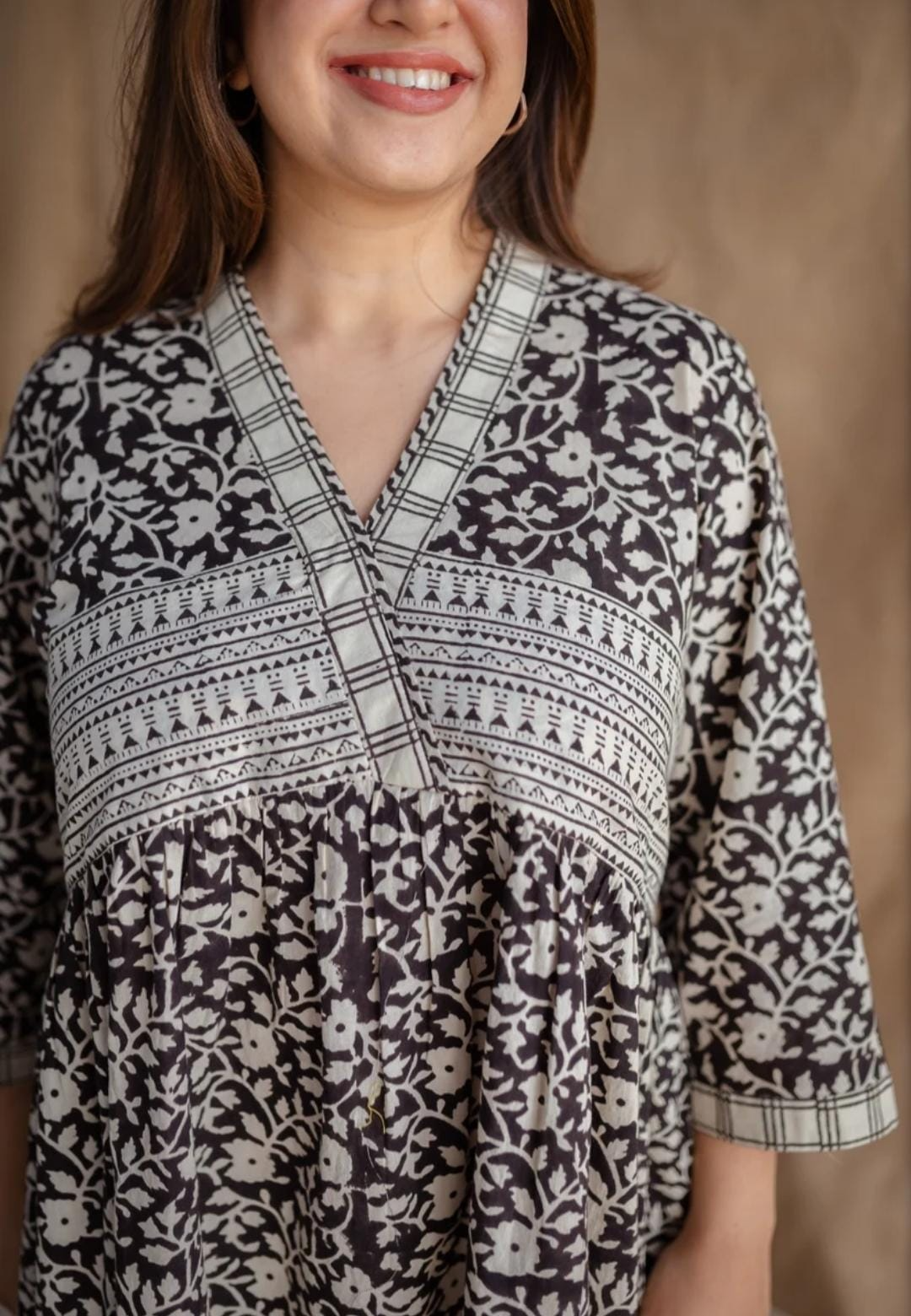Floral Cotton Block Printed Maxi Dress