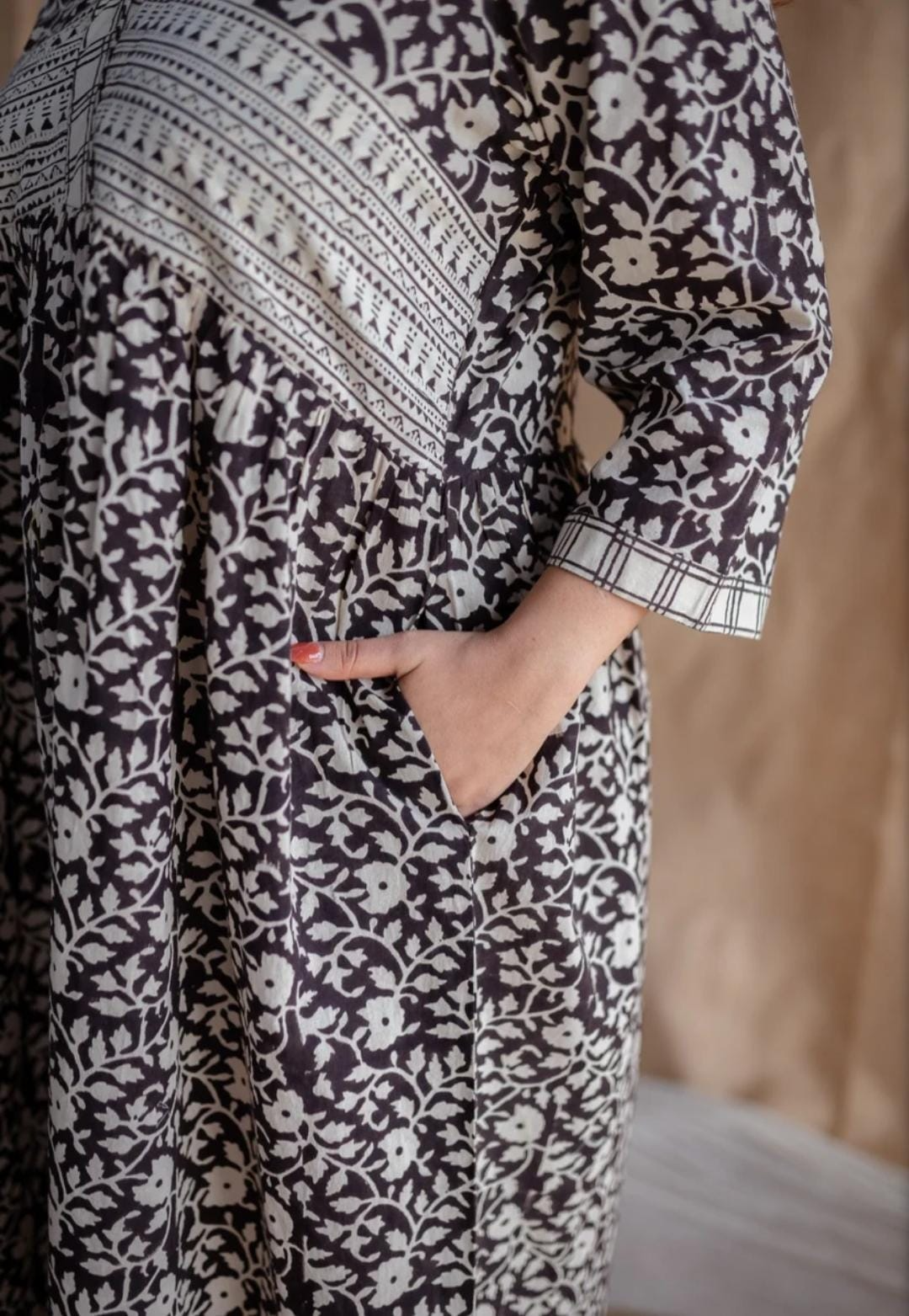 Floral Cotton Block Printed Maxi Dress