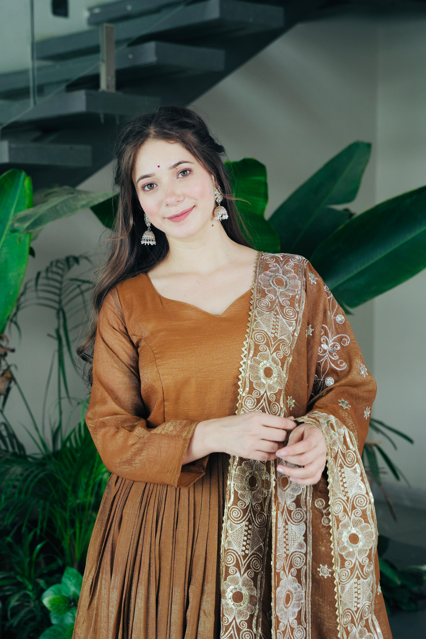 Copper Orange Heavy Gown (Set Of 3)