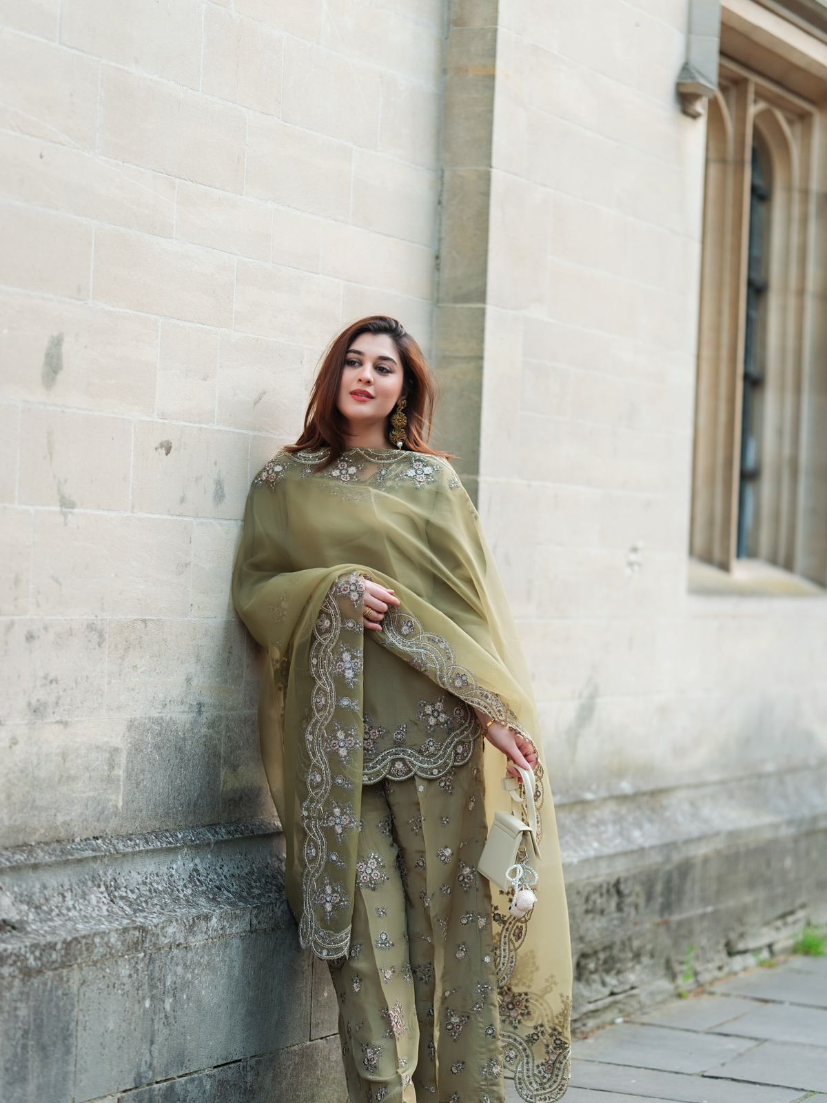 Henna French Silk Embroidered Sharara Suit