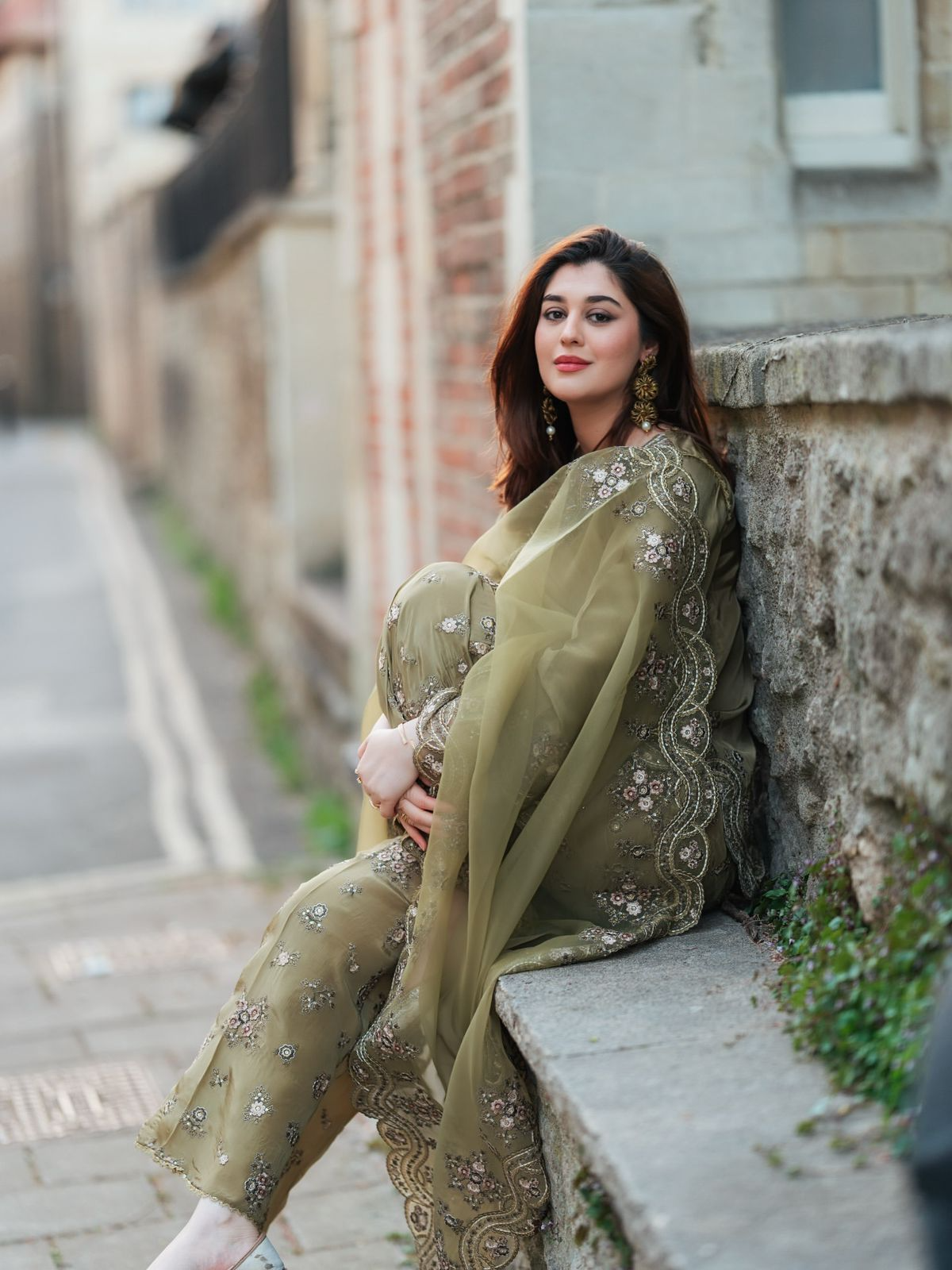 Henna French Silk Embroidered Sharara Suit