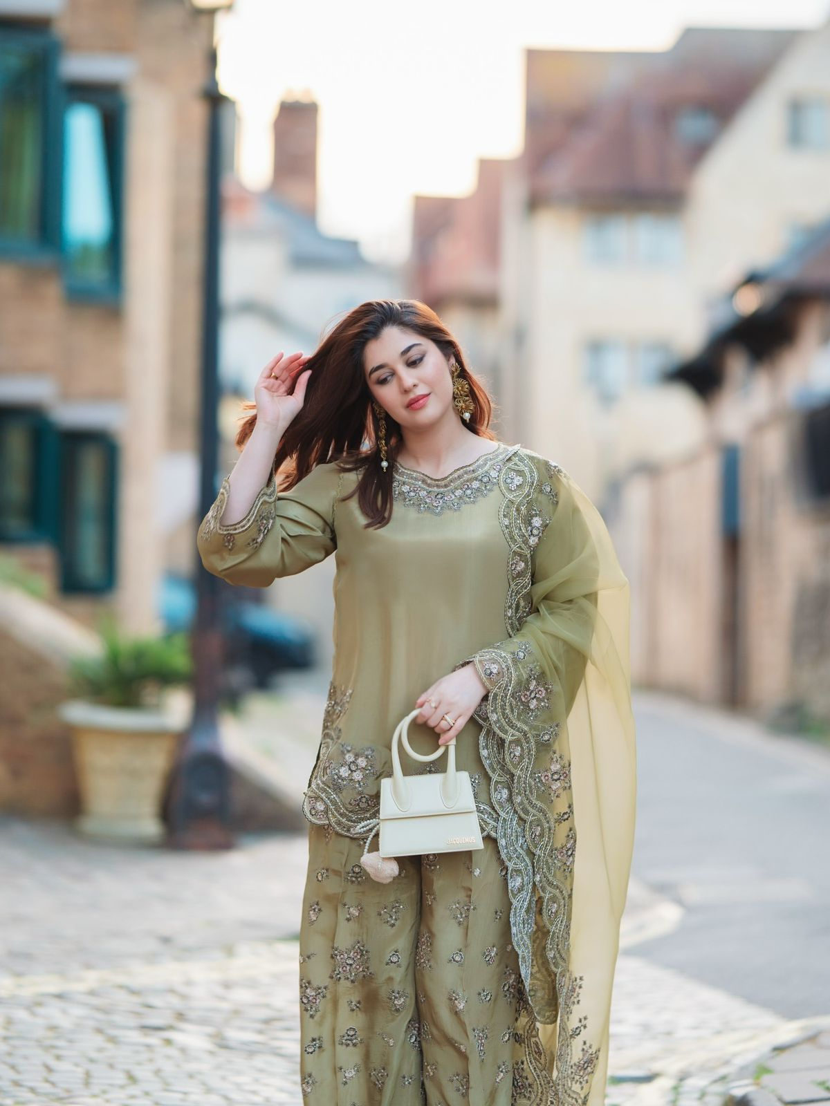 Henna French Silk Embroidered Sharara Suit