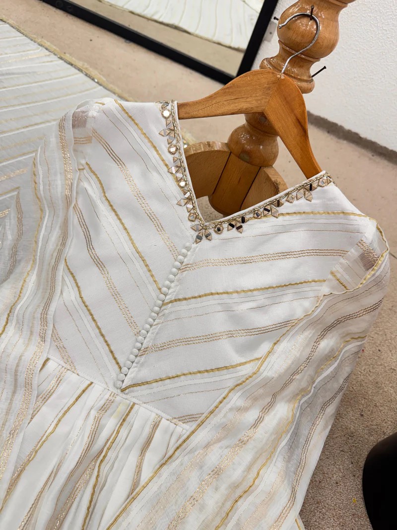 Off White Mul Chanderi Sharara Suit Set