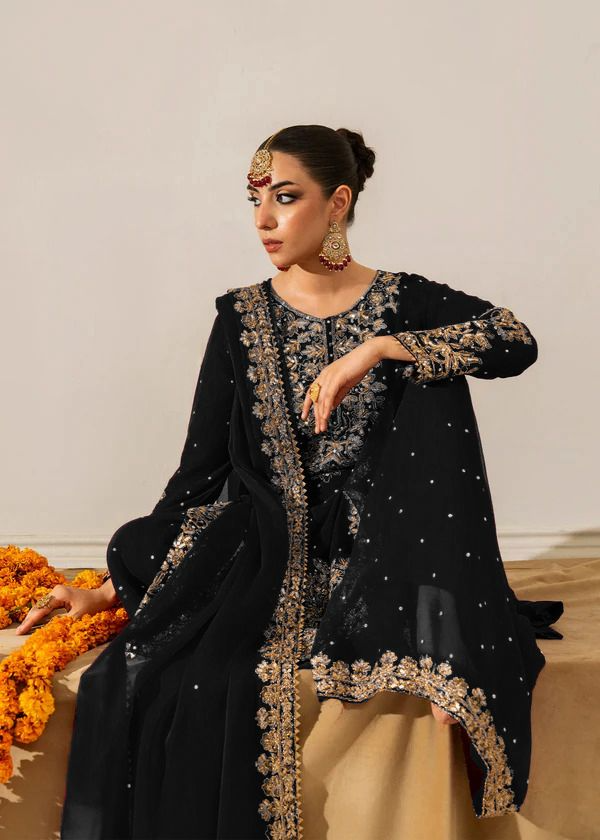 Black Georgette Festive Sharara Suit Set