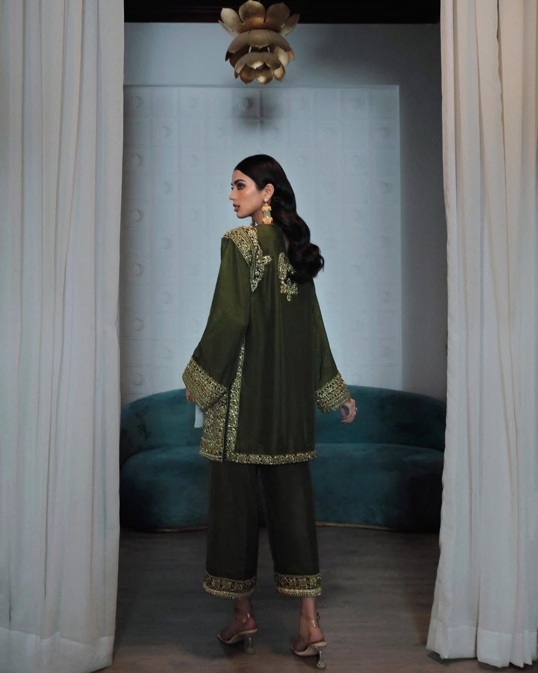 Henna Chinnon Embroidered Sequence Work Sharara Suit