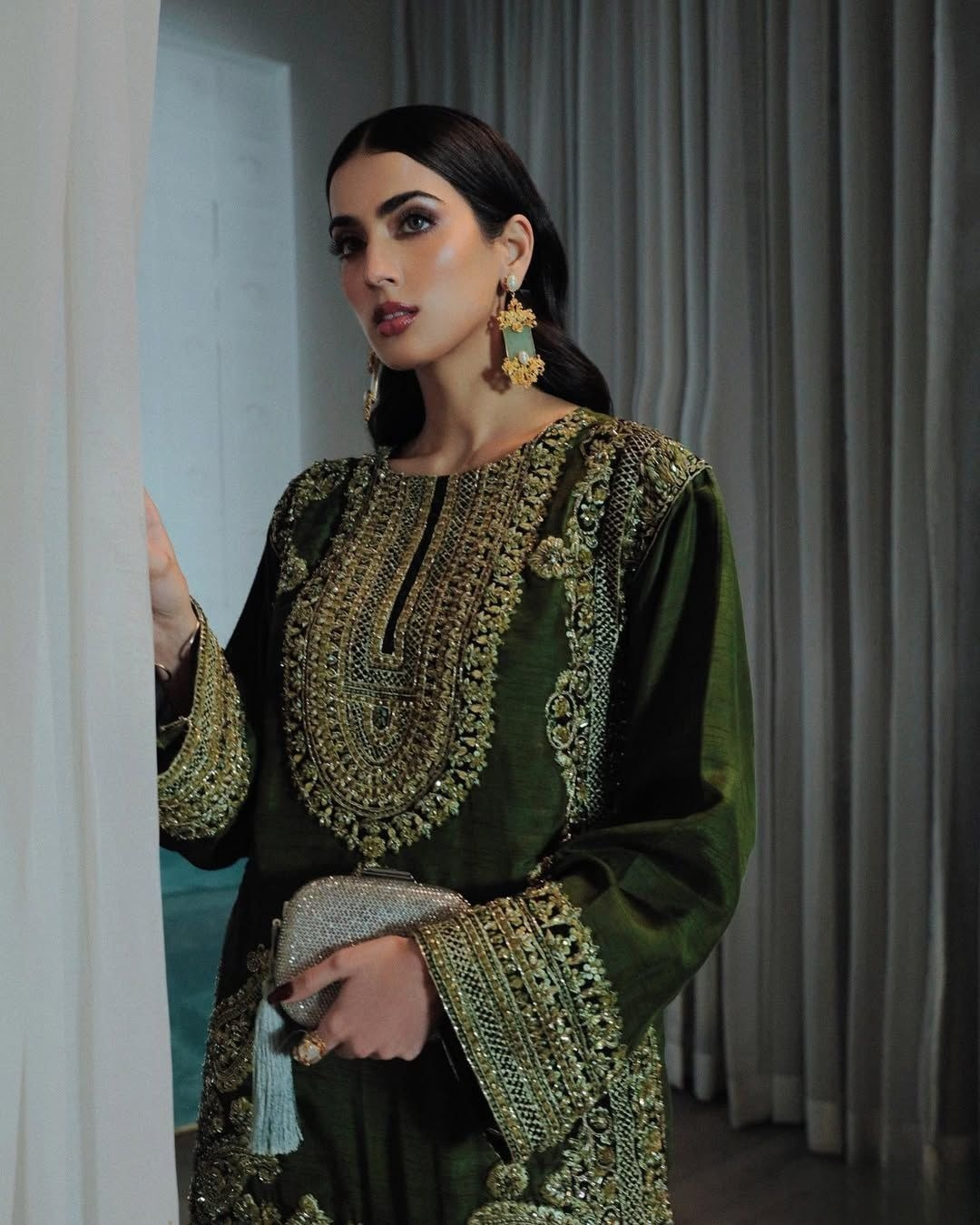 Henna Chinnon Embroidered Sequence Work Sharara Suit