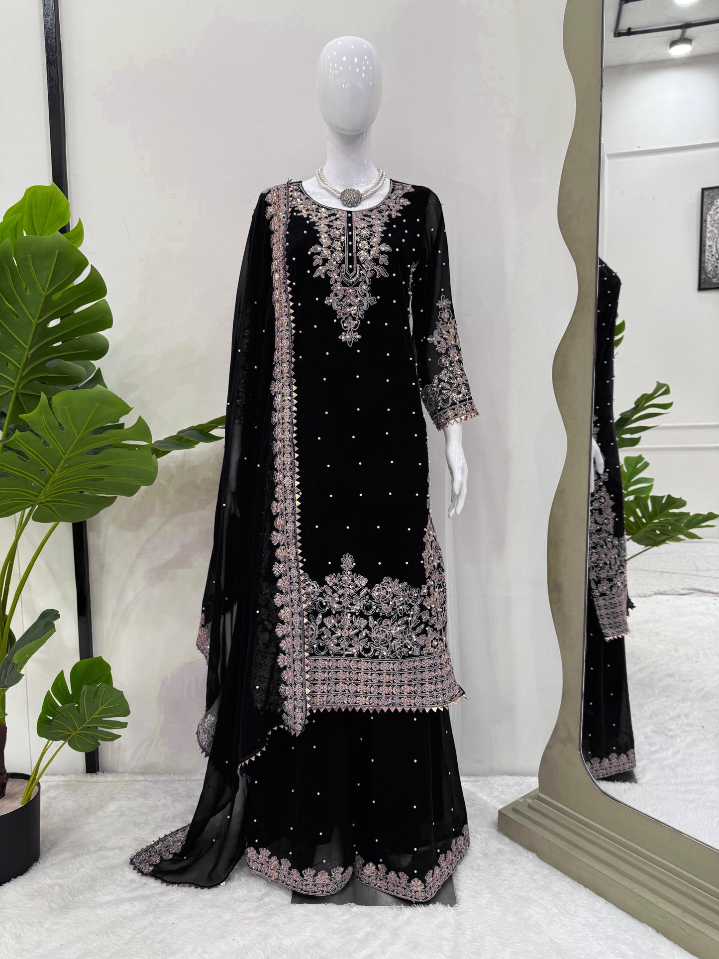 Black Georgette Festive Sharara Suit Set