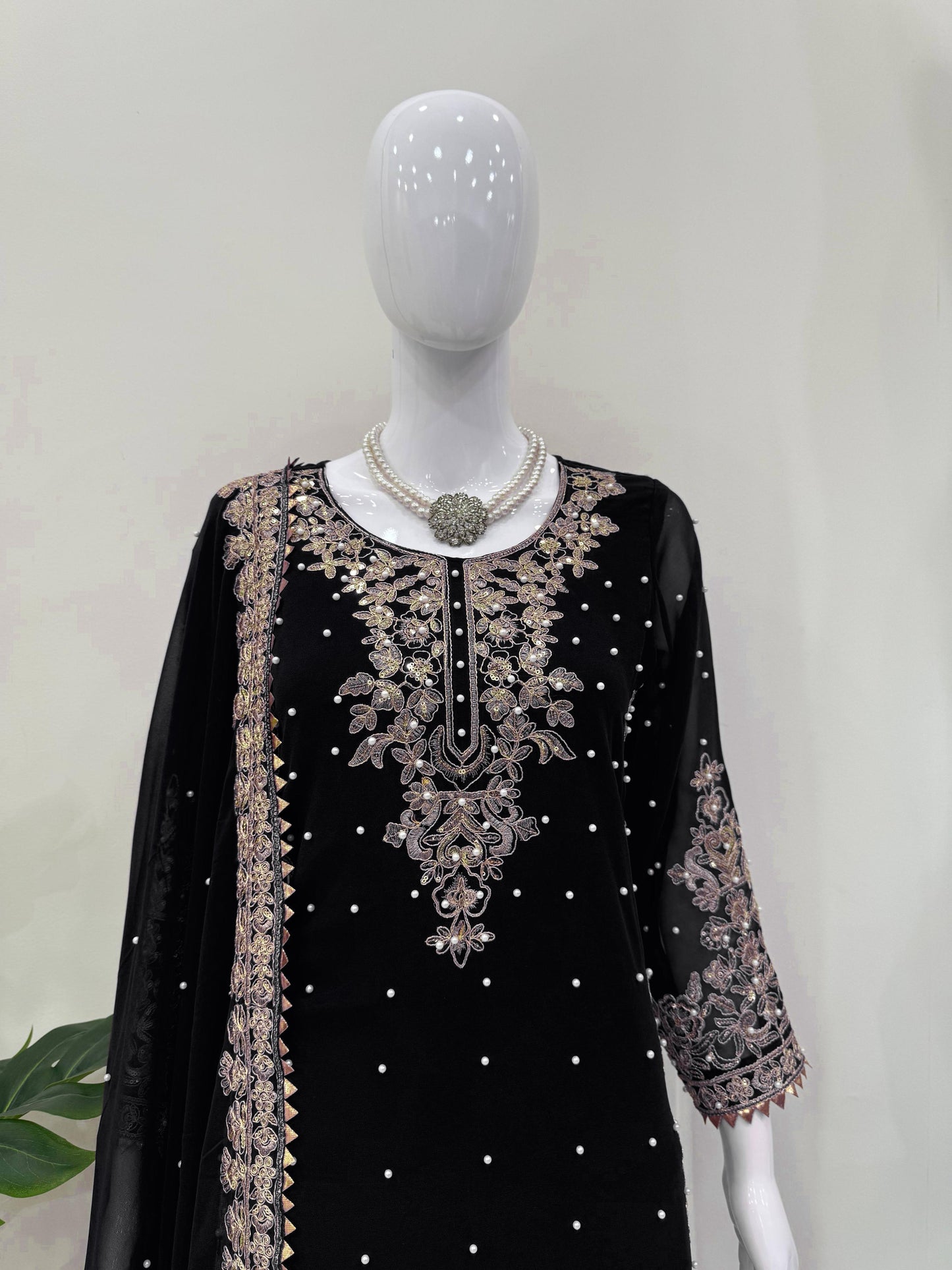 Black Georgette Festive Sharara Suit Set