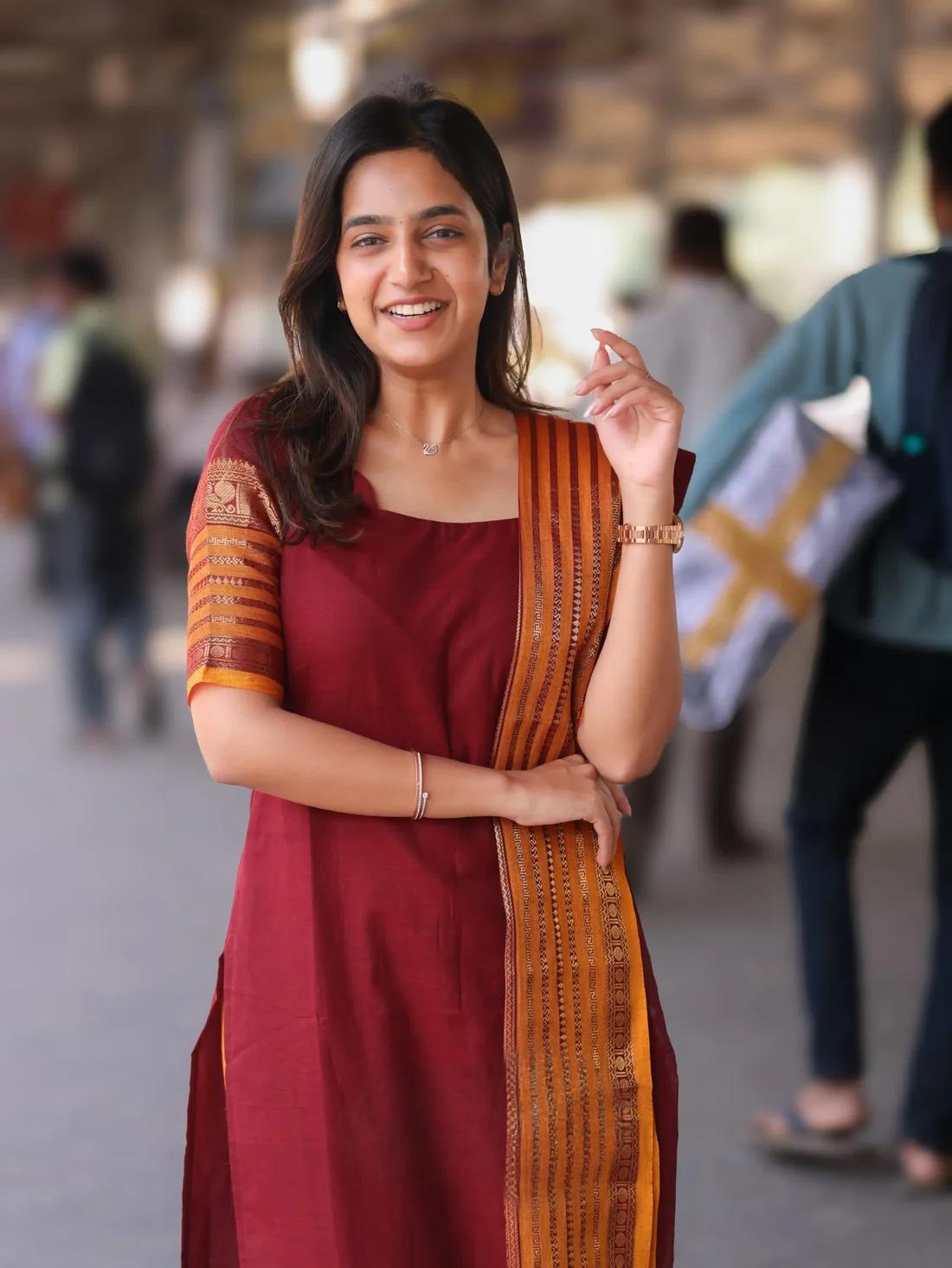 Maroon & Mustard Orange Kanchi Cotton Kurta Set