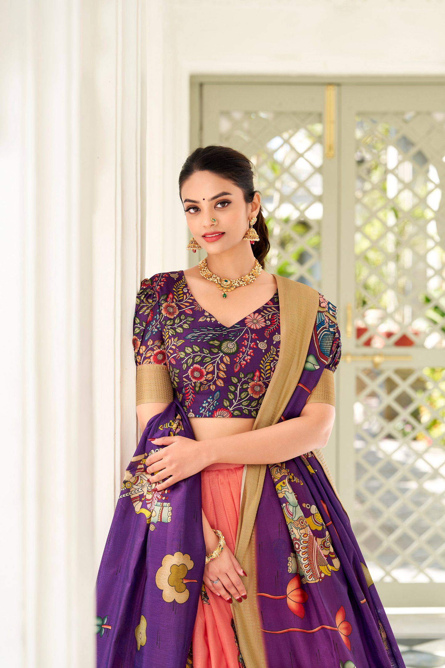 Dola Silk Designer Kalamkari Printed Lehenga
