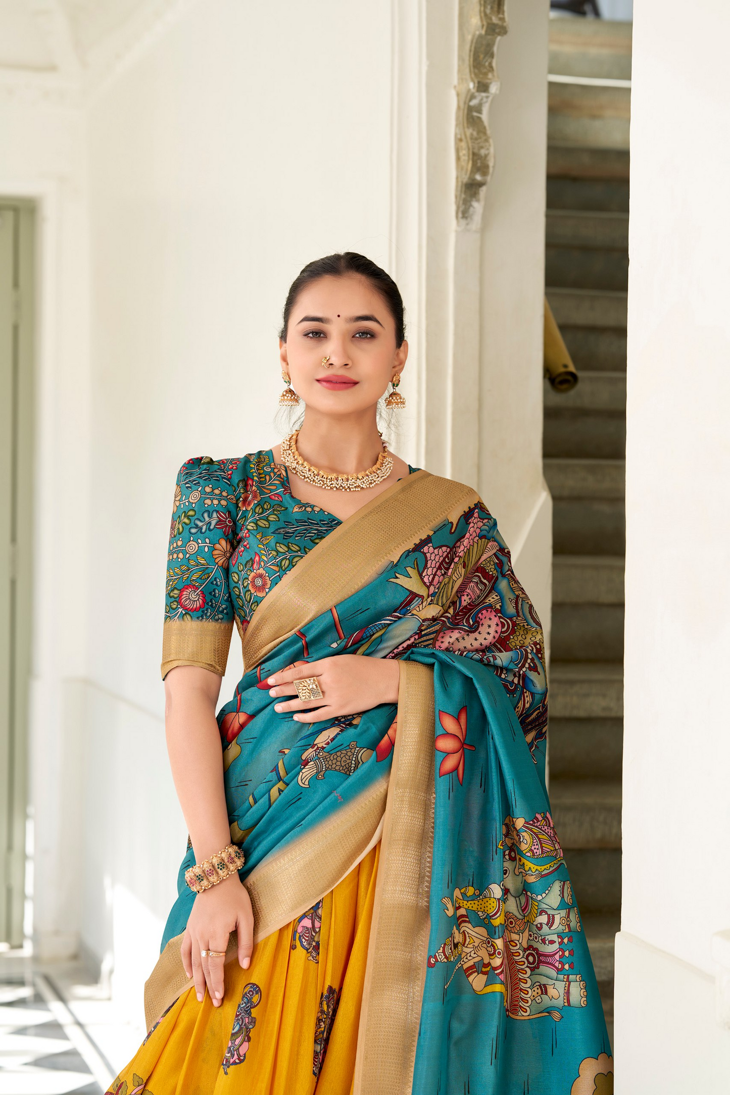 Dola Silk Designer Kalamkari Printed Lehenga