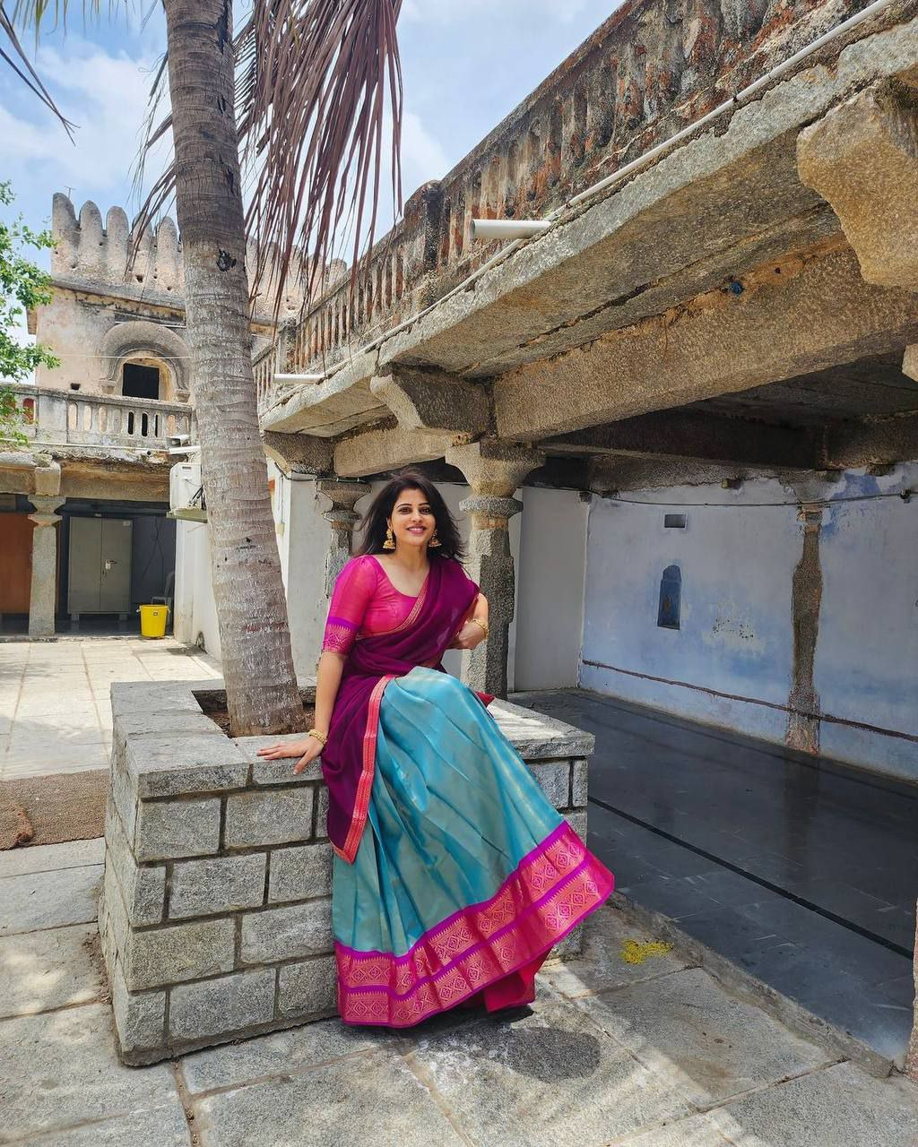 Sky Blue Kanchipuram Weaving Traditional Wear Lehenga Choli