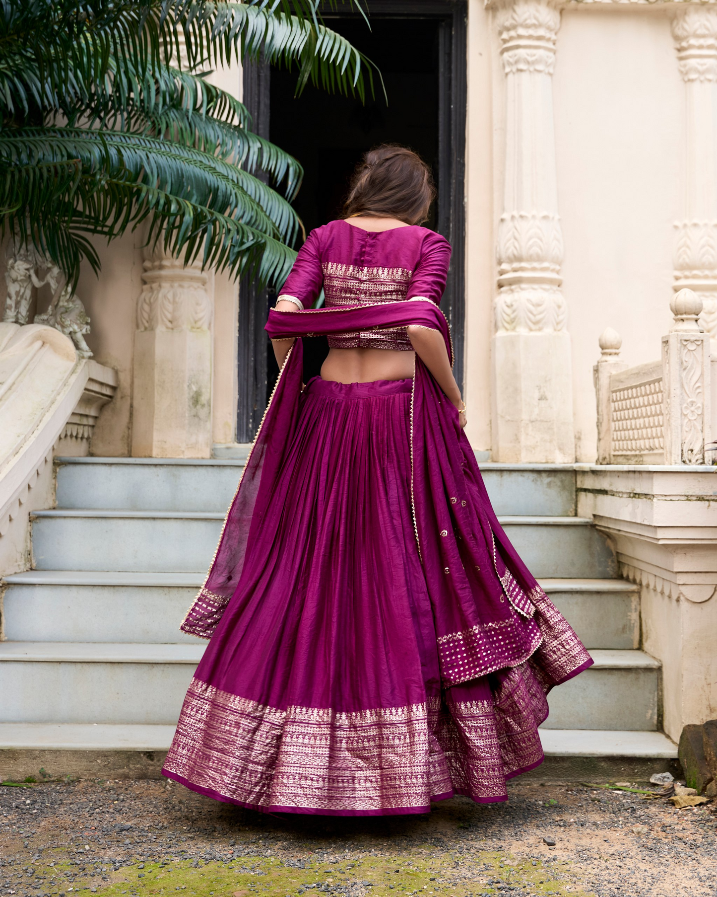 Wine Chanderi Weaving Festival Wear Readymade Lehenga Choli